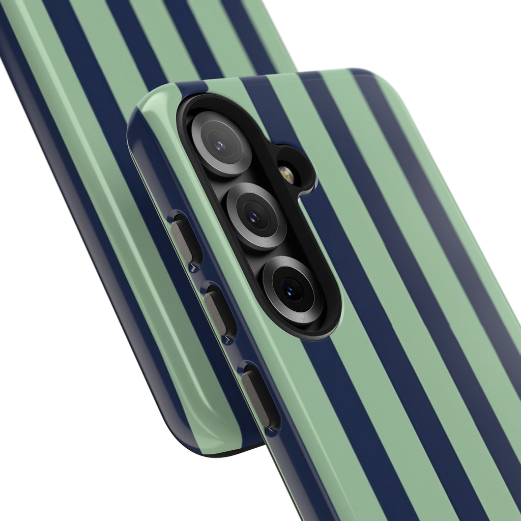 Striped Tough Phone Cases, Stylish Protective Cover, Modern Pattern Cellphone Accessories, Blue Green iPhone Samsung Galaxy Case, Cool Phone