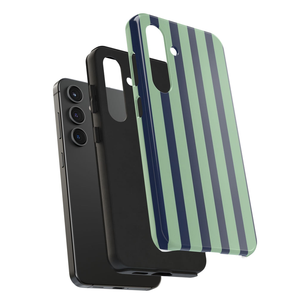 Striped Tough Phone Cases, Stylish Protective Cover, Modern Pattern Cellphone Accessories, Blue Green iPhone Samsung Galaxy Case, Cool Phone