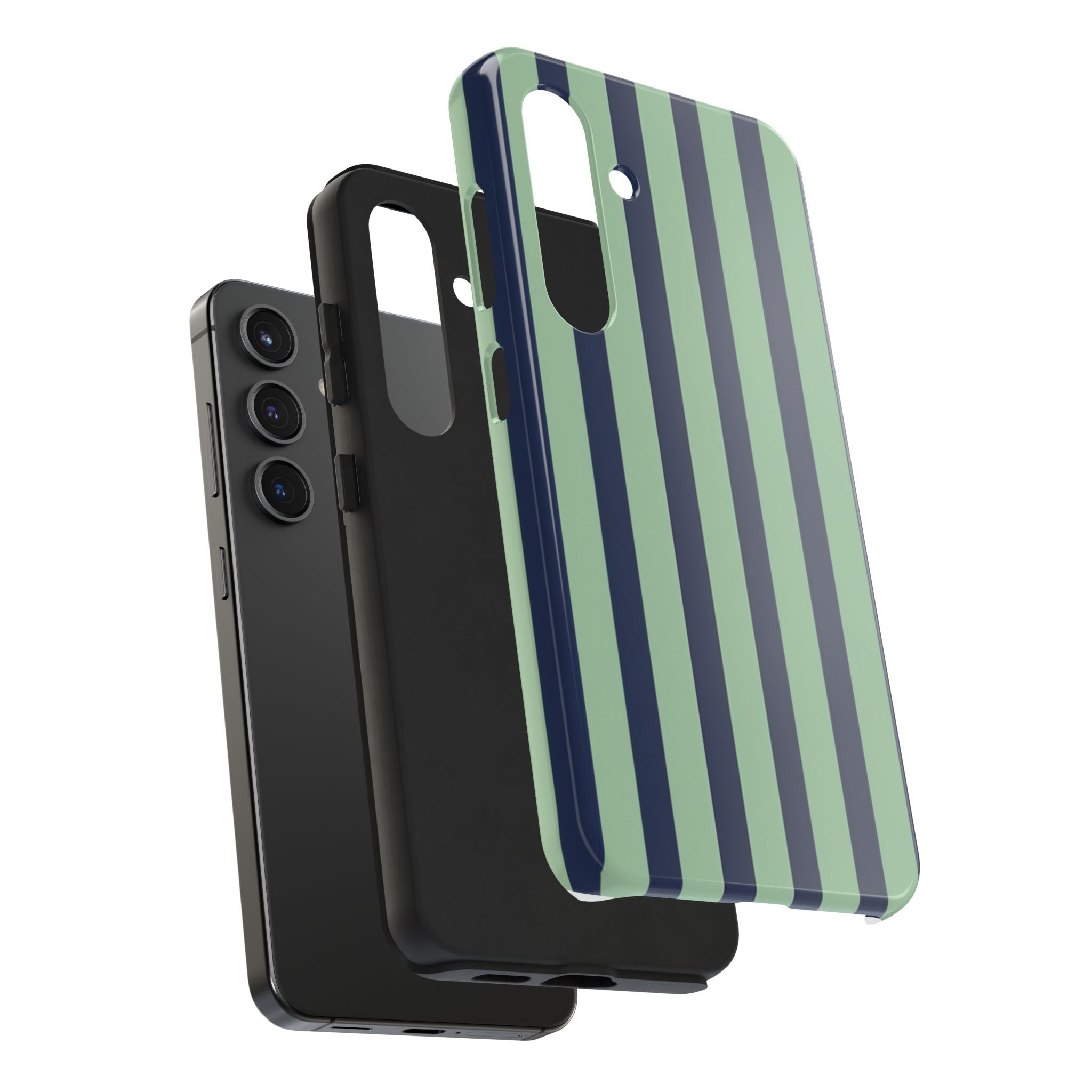 Striped Tough Phone Cases, Stylish Protective Cover, Modern Pattern Cellphone Accessories, Blue Green iPhone Samsung Galaxy Case, Cool Phone