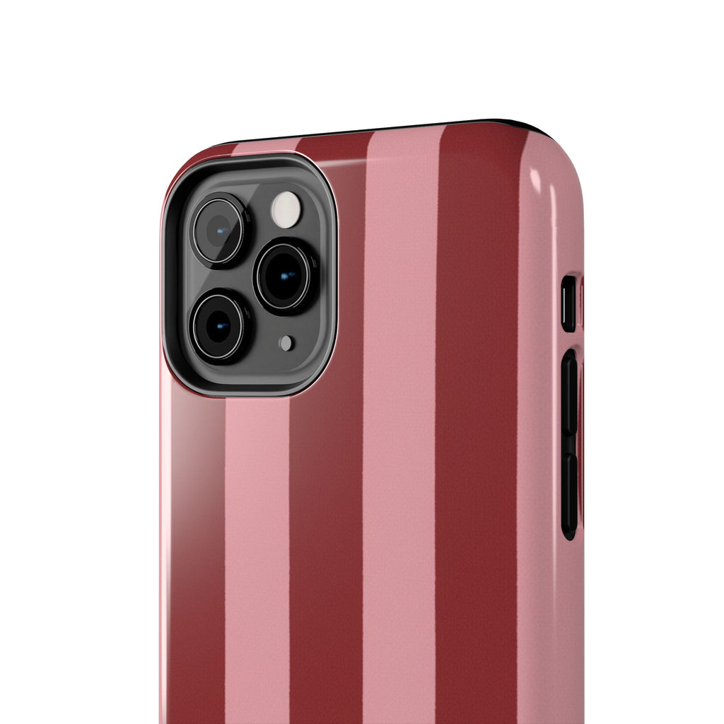 Striped Tough Phone Cases, Pink Red Cool Accessories, Protective Phone Covers, Trendy Mobile Cases, Stylish Device Protectors