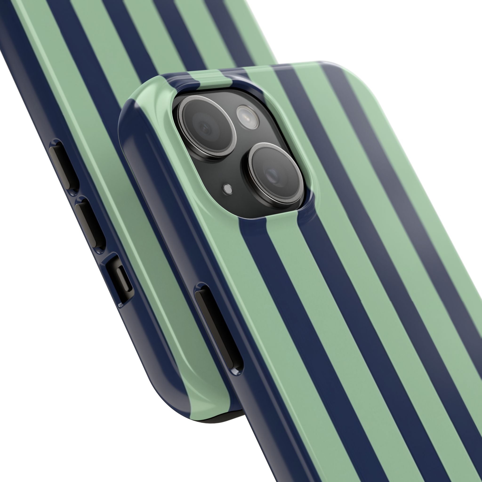Striped Tough Phone Cases, Stylish Protective Cover, Modern Pattern Cellphone Accessories, Blue Green iPhone Samsung Galaxy Case, Cool Phone