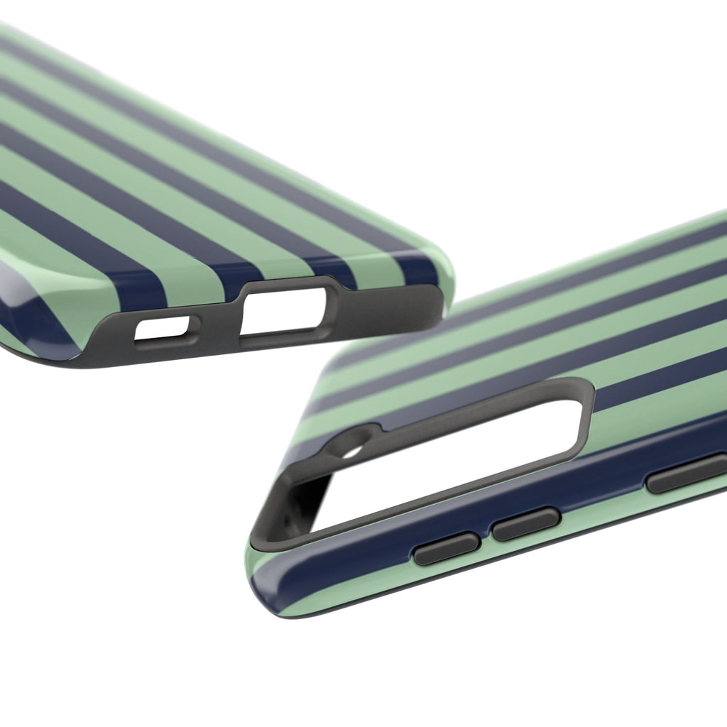 Striped Tough Phone Cases, Stylish Protective Cover, Modern Pattern Cellphone Accessories, Blue Green iPhone Samsung Galaxy Case, Cool Phone