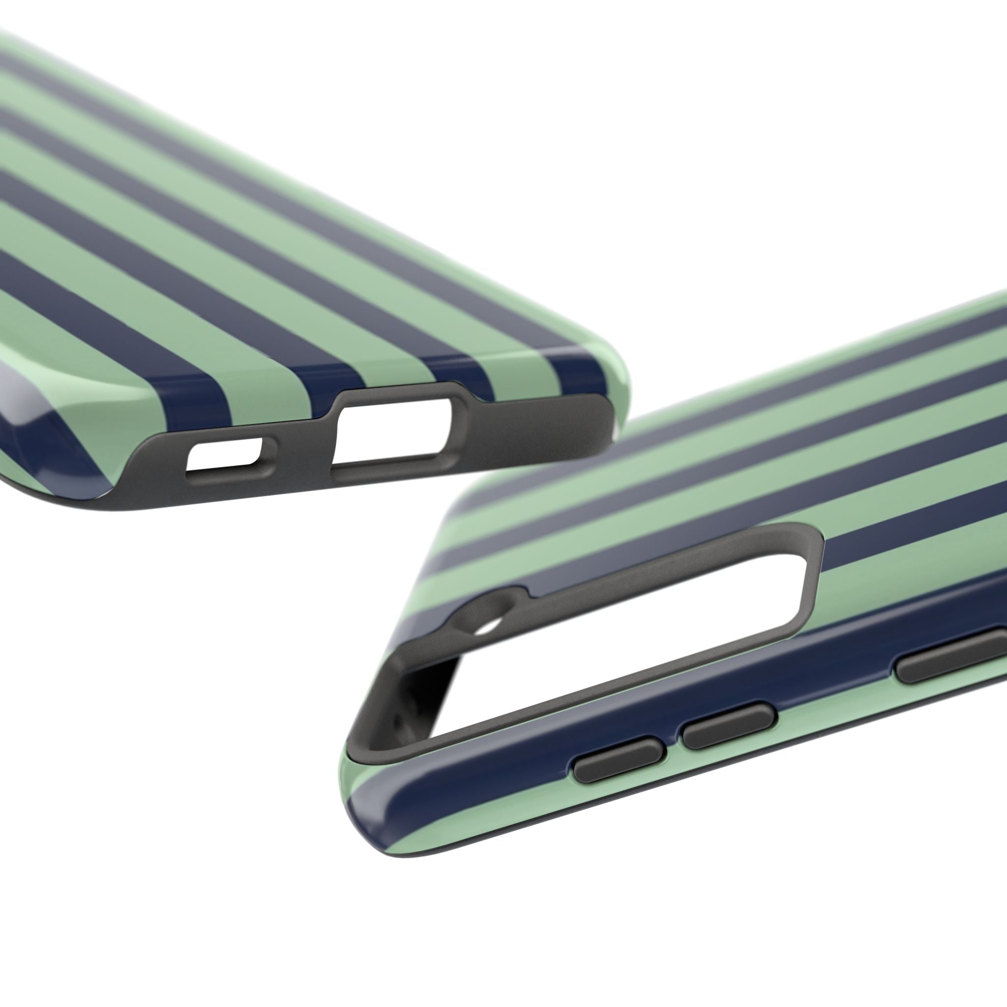 Striped Tough Phone Cases, Stylish Protective Cover, Modern Pattern Cellphone Accessories, Blue Green iPhone Samsung Galaxy Case, Cool Phone