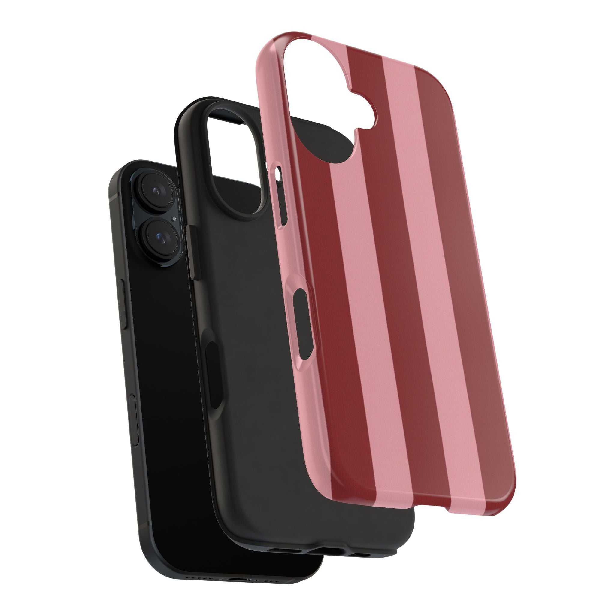 Striped Tough Phone Cases, Pink Red Cool Accessories, Protective Phone Covers, Trendy Mobile Cases, Stylish Device Protectors