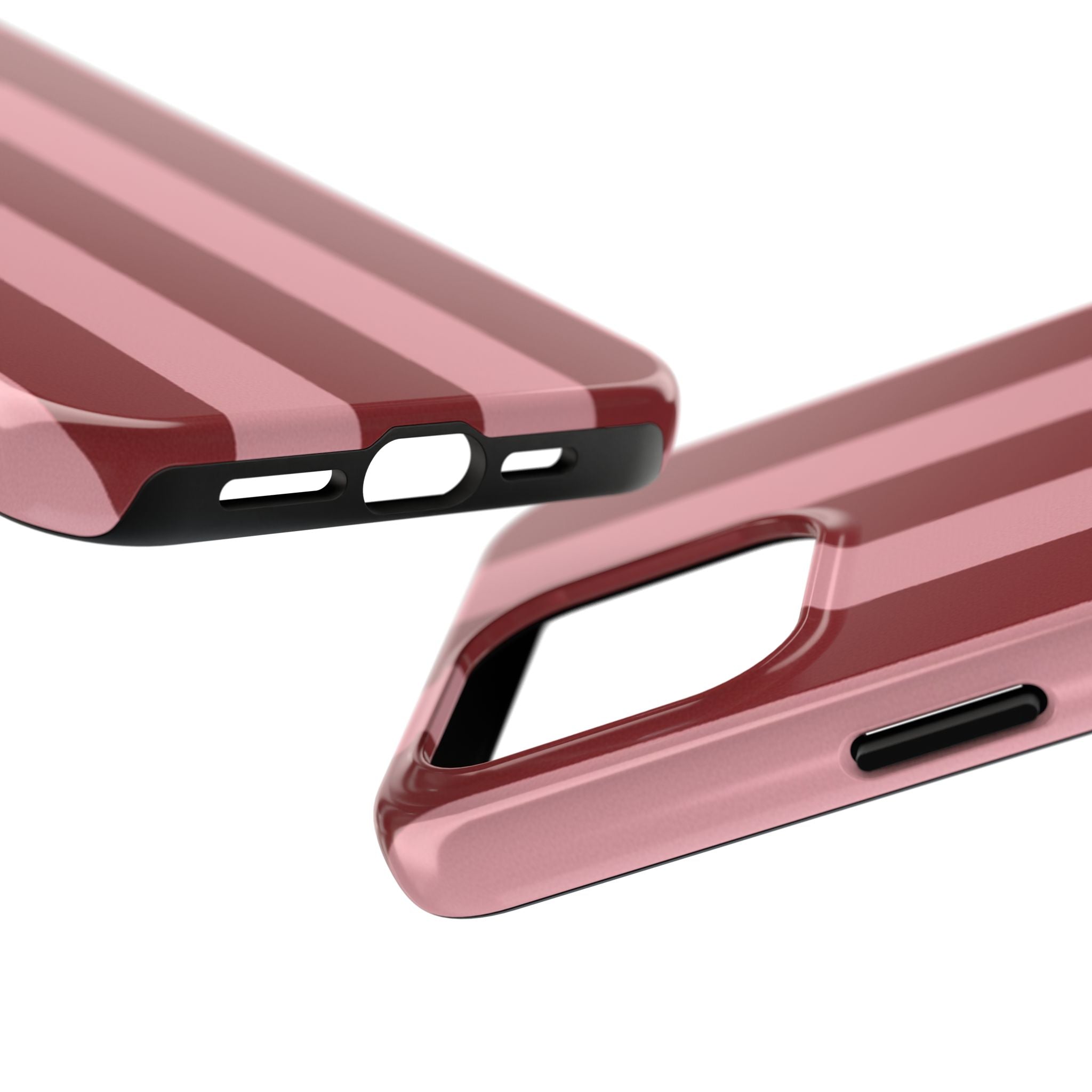 Striped Tough Phone Cases, Pink Red Cool Accessories, Protective Phone Covers, Trendy Mobile Cases, Stylish Device Protectors