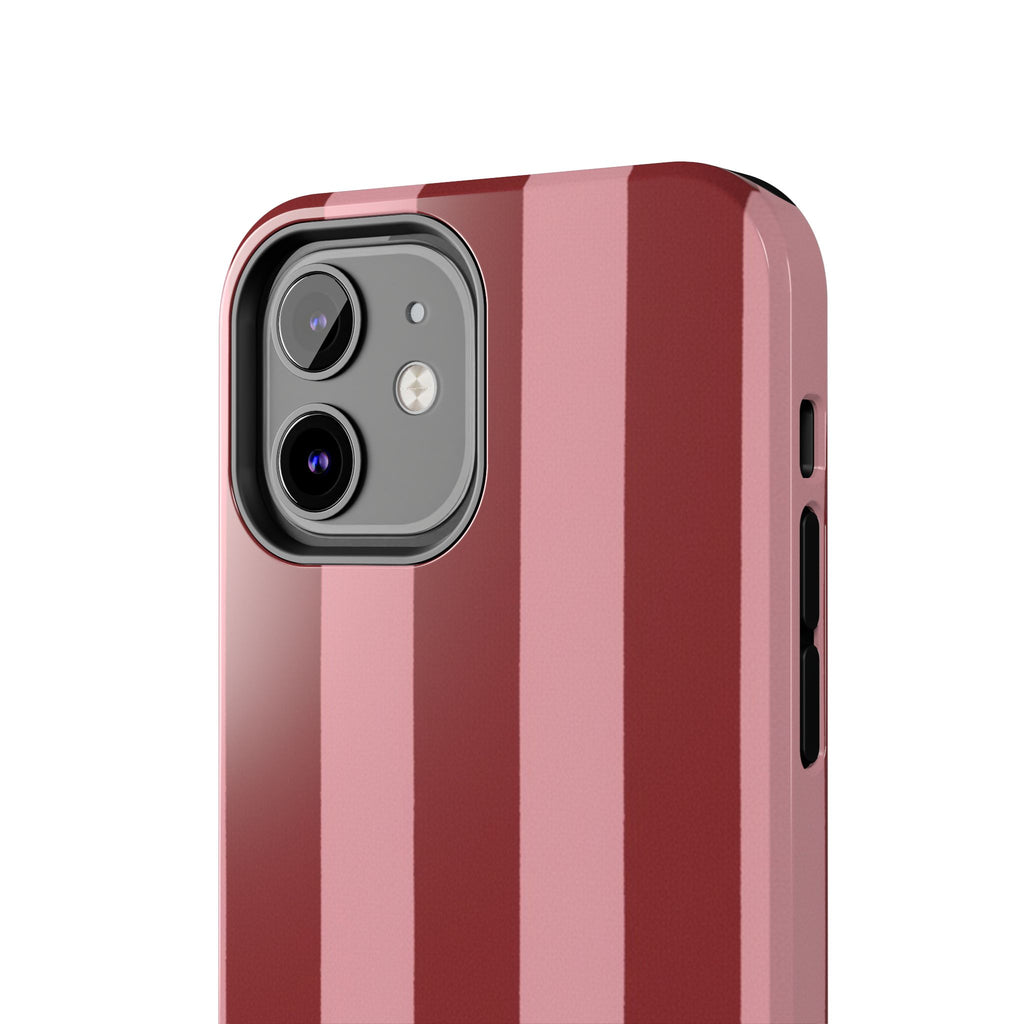 Striped Tough Phone Cases, Pink Red Cool Accessories, Protective Phone Covers, Trendy Mobile Cases, Stylish Device Protectors