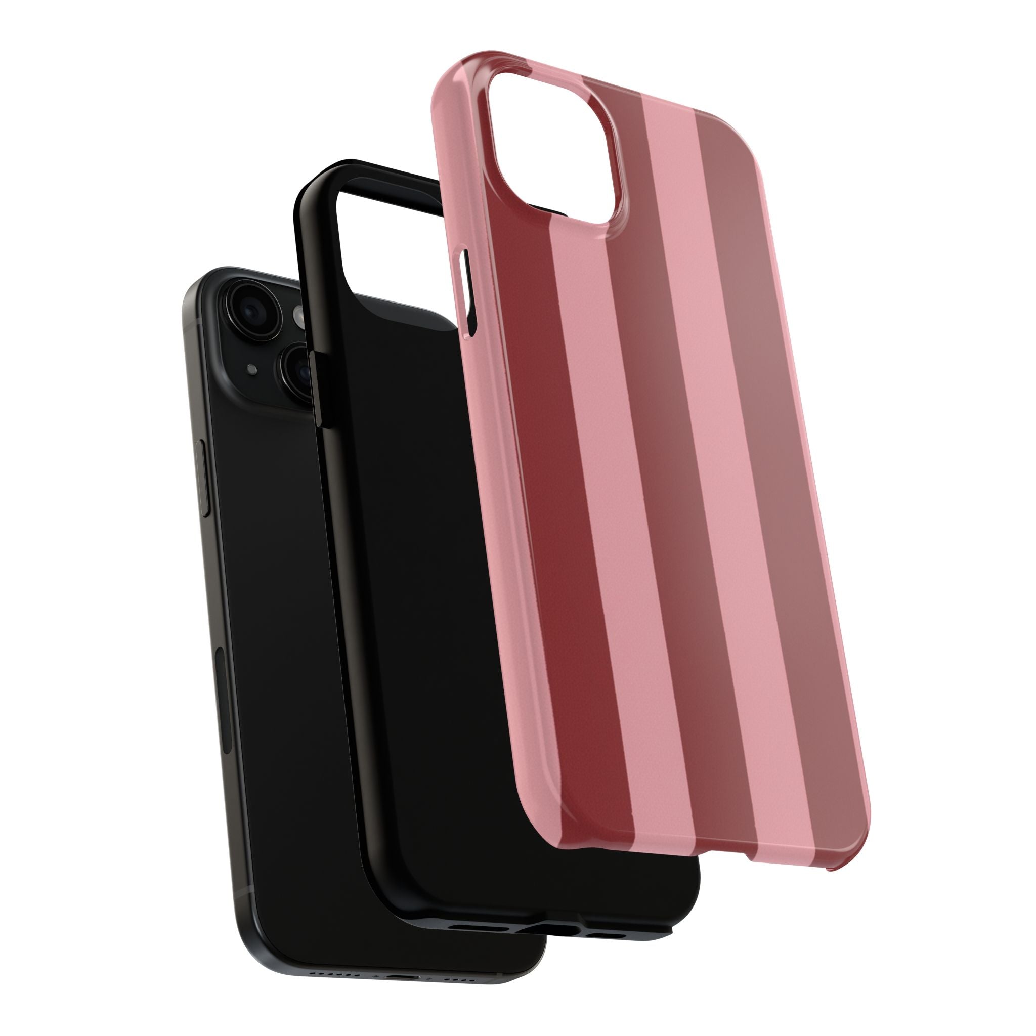 Striped Tough Phone Cases, Pink Red Cool Accessories, Protective Phone Covers, Trendy Mobile Cases, Stylish Device Protectors