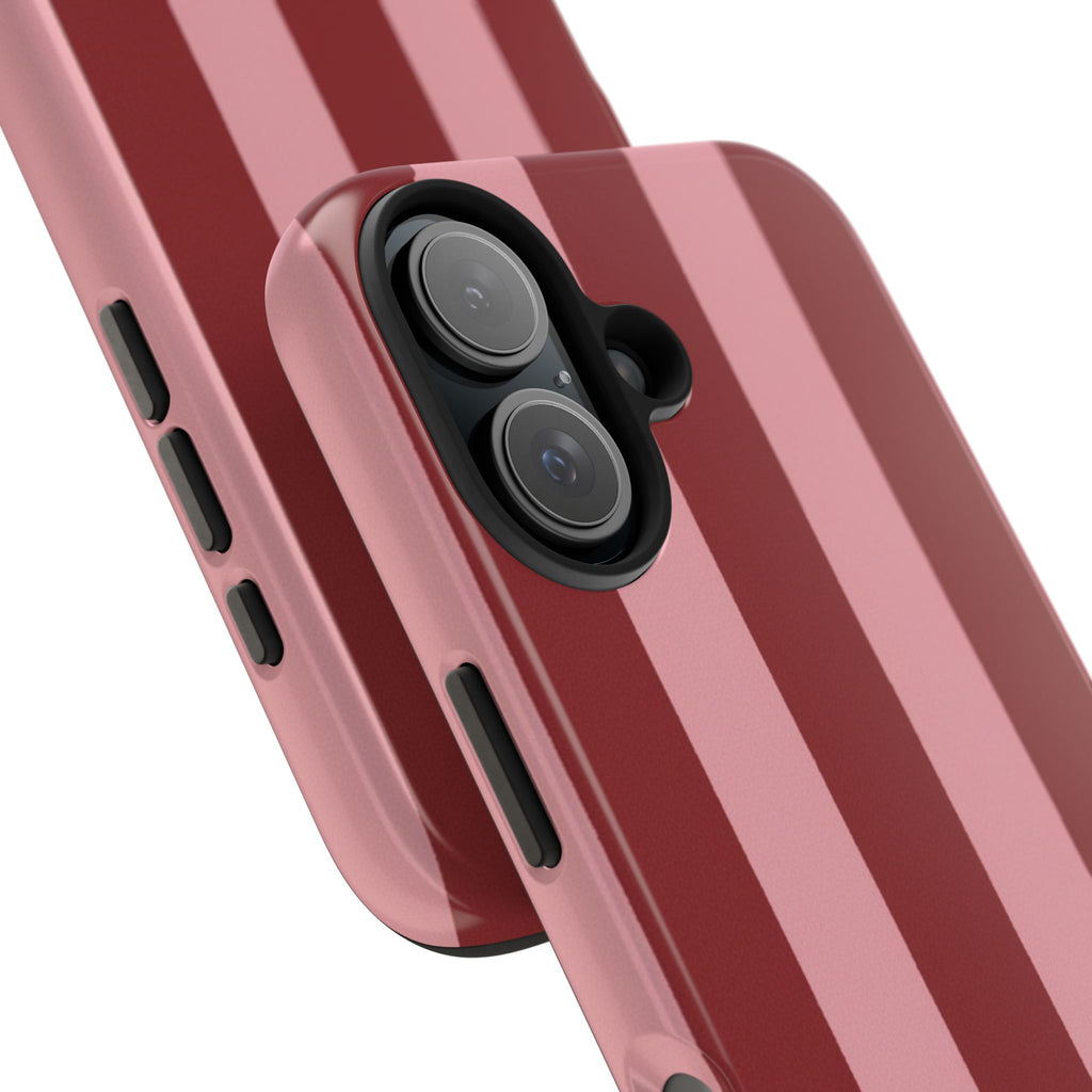 Striped Tough Phone Cases, Pink Red Cool Accessories, Protective Phone Covers, Trendy Mobile Cases, Stylish Device Protectors