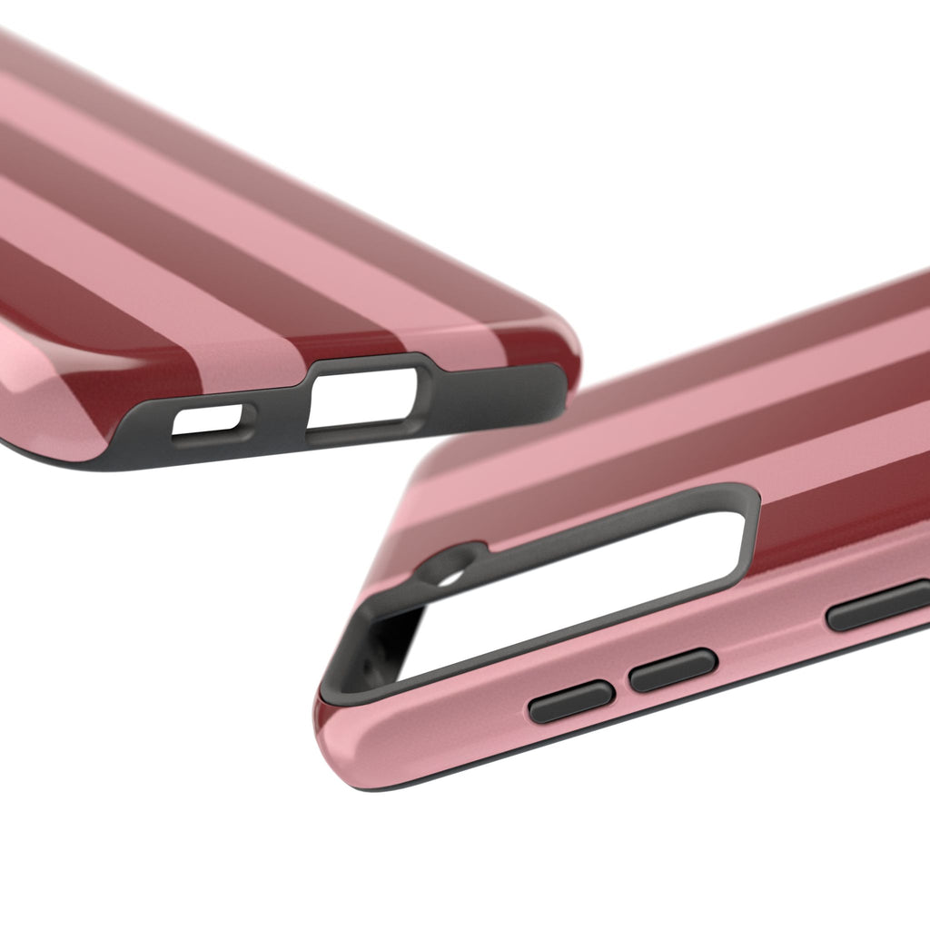 Striped Tough Phone Cases, Pink Red Cool Accessories, Protective Phone Covers, Trendy Mobile Cases, Stylish Device Protectors
