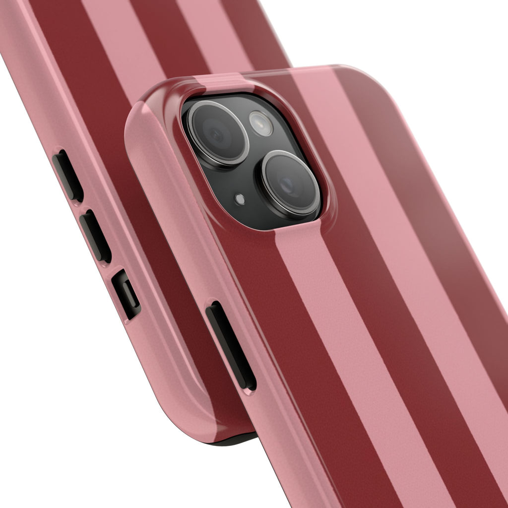 Striped Tough Phone Cases, Pink Red Cool Accessories, Protective Phone Covers, Trendy Mobile Cases, Stylish Device Protectors
