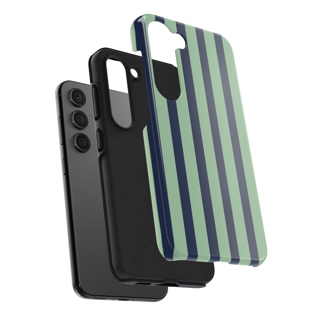 Striped Tough Phone Cases, Stylish Protective Cover, Modern Pattern Cellphone Accessories, Blue Green iPhone Samsung Galaxy Case, Cool Phone