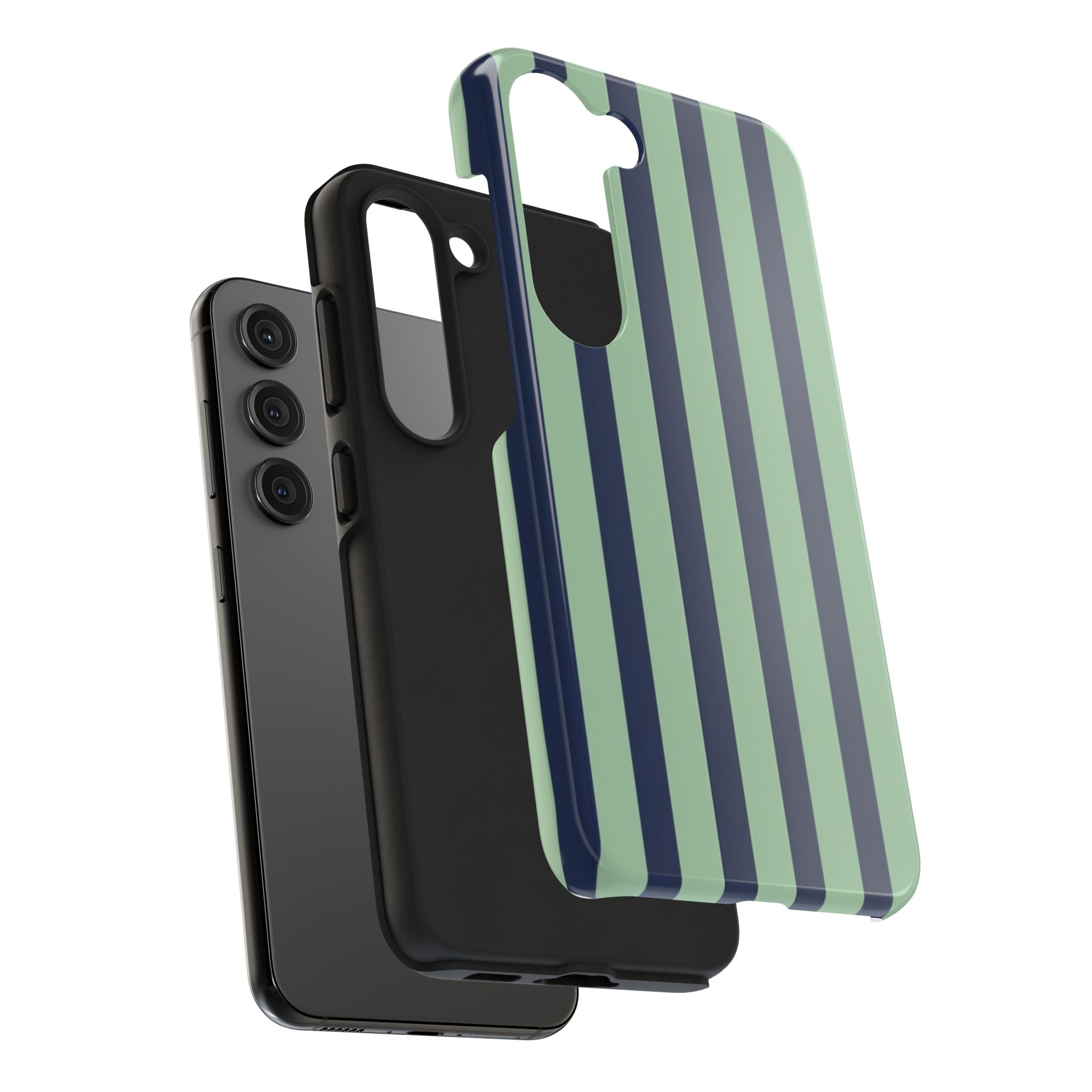 Striped Tough Phone Cases, Stylish Protective Cover, Modern Pattern Cellphone Accessories, Blue Green iPhone Samsung Galaxy Case, Cool Phone