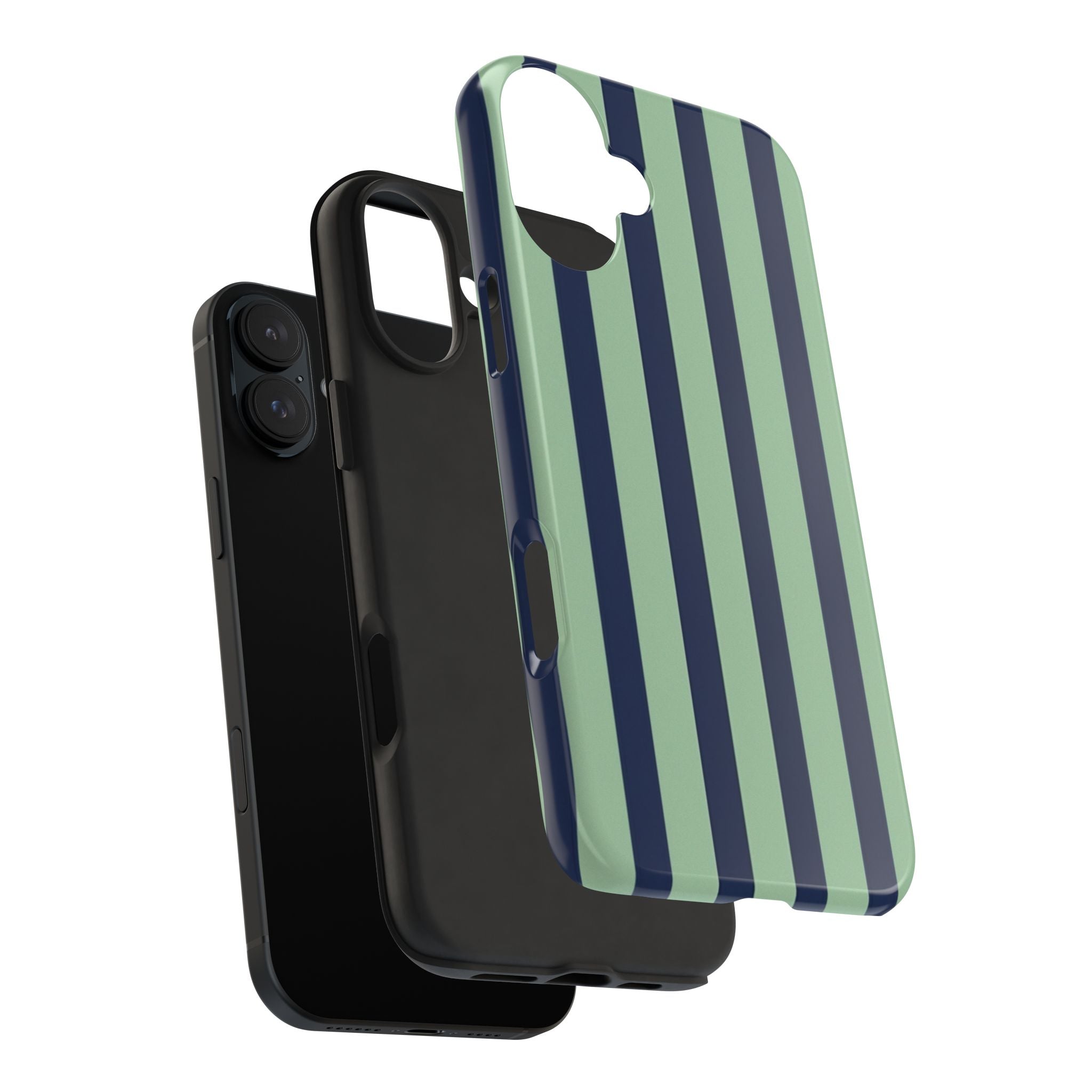 Striped Tough Phone Cases, Stylish Protective Cover, Modern Pattern Cellphone Accessories, Blue Green iPhone Samsung Galaxy Case, Cool Phone