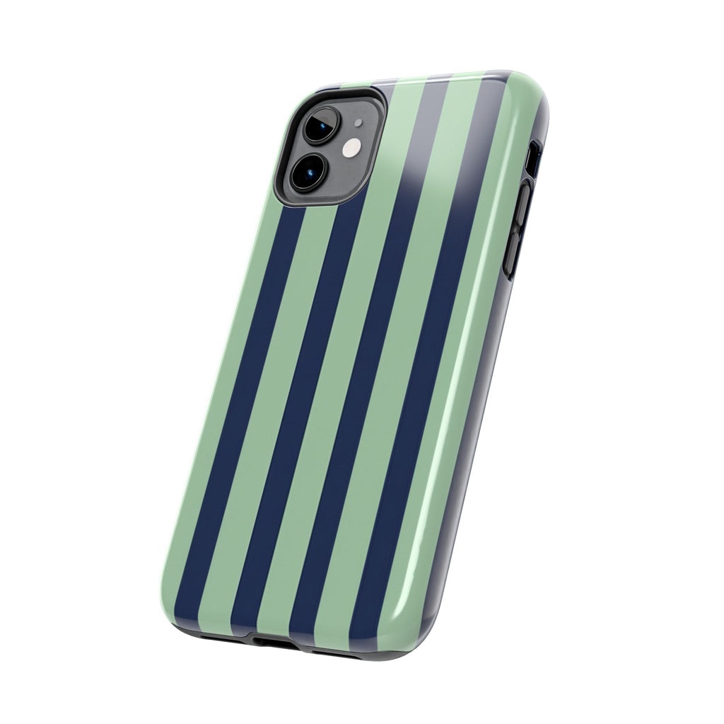 Striped Tough Phone Cases, Stylish Protective Cover, Modern Pattern Cellphone Accessories, Blue Green iPhone Samsung Galaxy Case, Cool Phone