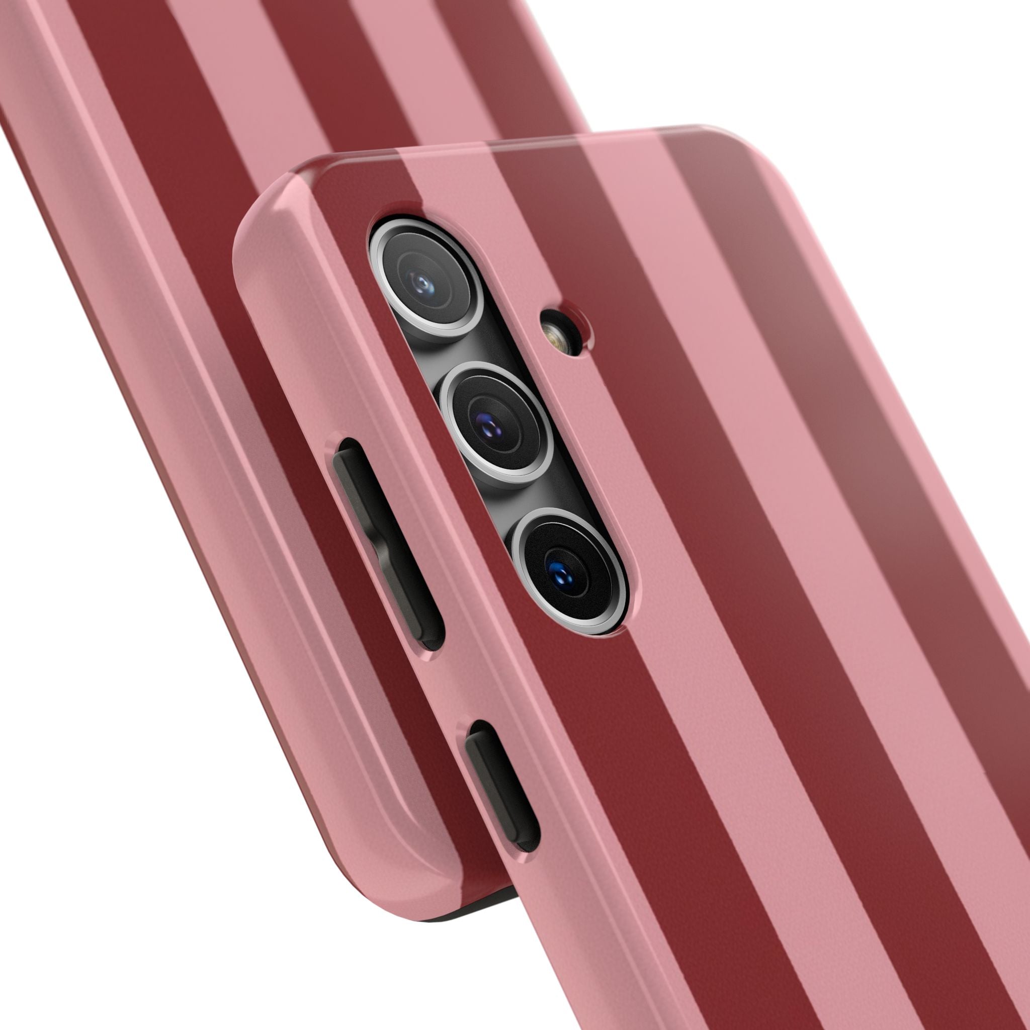 Striped Tough Phone Cases, Pink Red Cool Accessories, Protective Phone Covers, Trendy Mobile Cases, Stylish Device Protectors