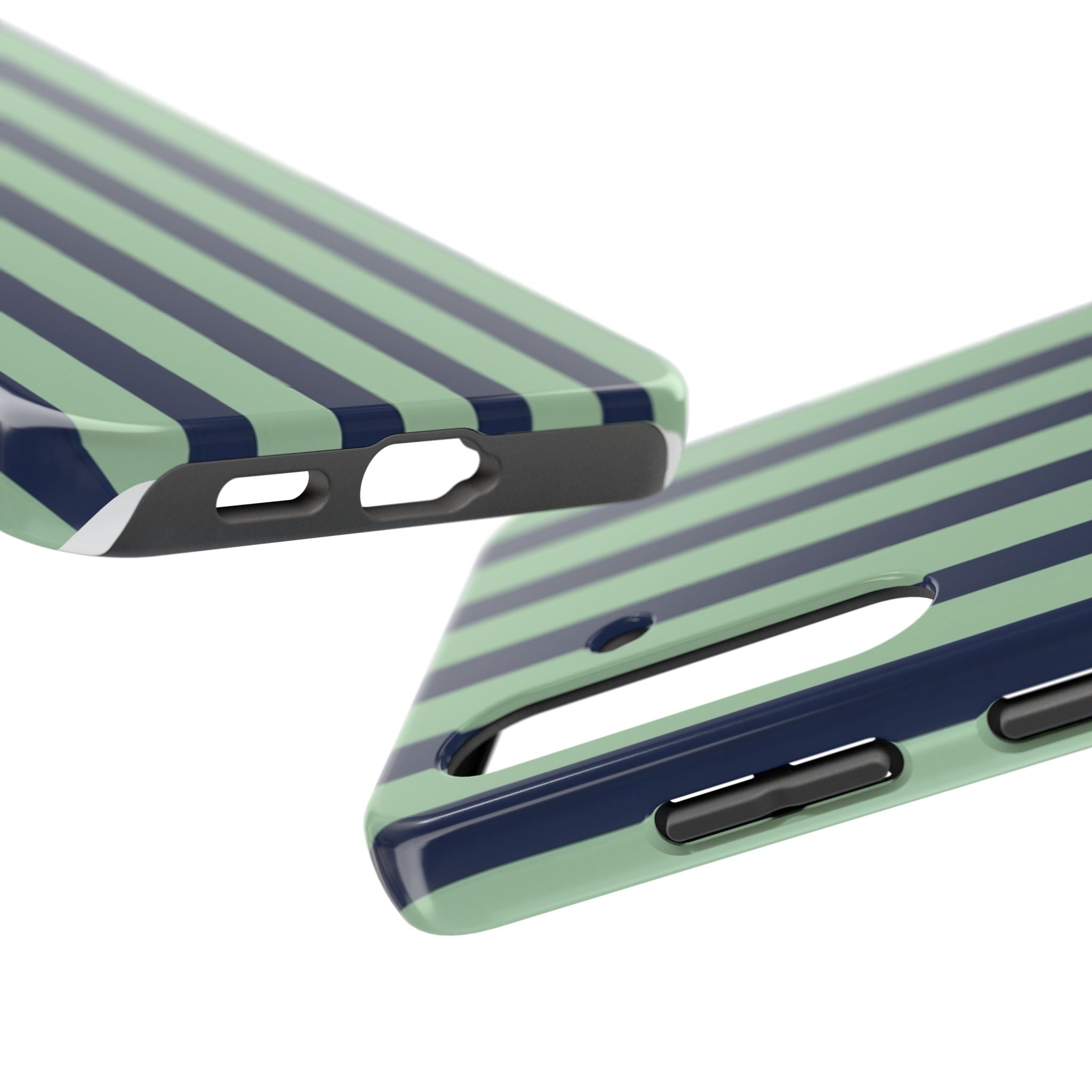 Striped Tough Phone Cases, Stylish Protective Cover, Modern Pattern Cellphone Accessories, Blue Green iPhone Samsung Galaxy Case, Cool Phone