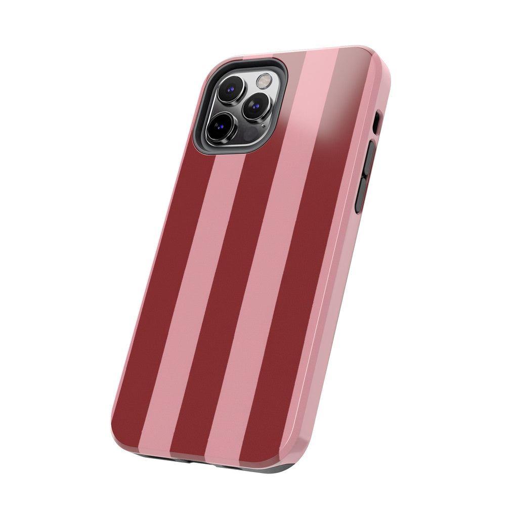 Striped Tough Phone Cases, Pink Red Cool Accessories, Protective Phone Covers, Trendy Mobile Cases, Stylish Device Protectors