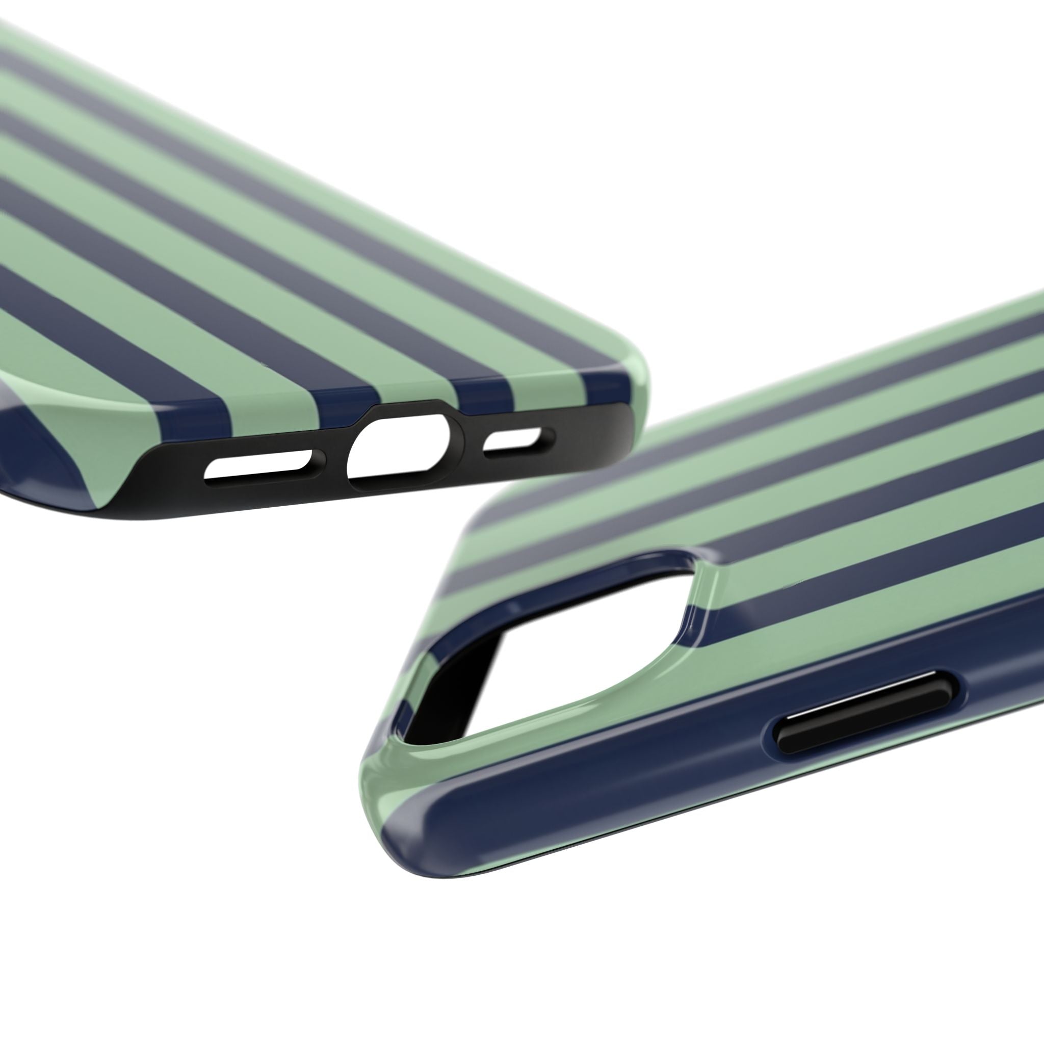 Striped Tough Phone Cases, Stylish Protective Cover, Modern Pattern Cellphone Accessories, Blue Green iPhone Samsung Galaxy Case, Cool Phone