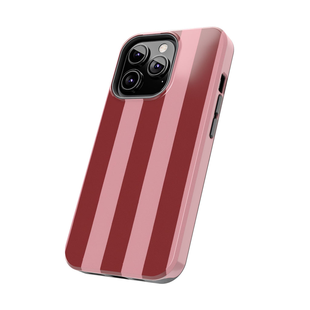 Striped Tough Phone Cases, Pink Red Cool Accessories, Protective Phone Covers, Trendy Mobile Cases, Stylish Device Protectors