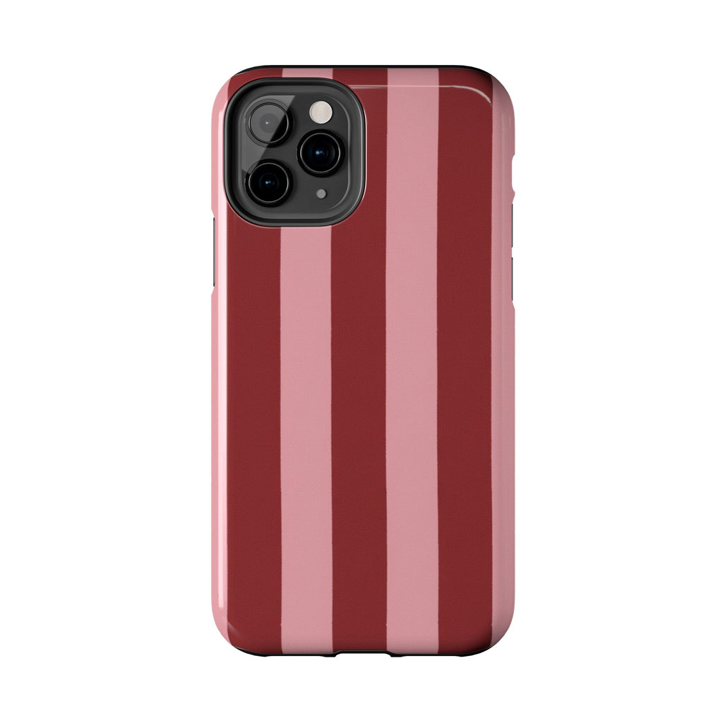 Striped Tough Phone Cases, Pink Red Cool Accessories, Protective Phone Covers, Trendy Mobile Cases, Stylish Device Protectors