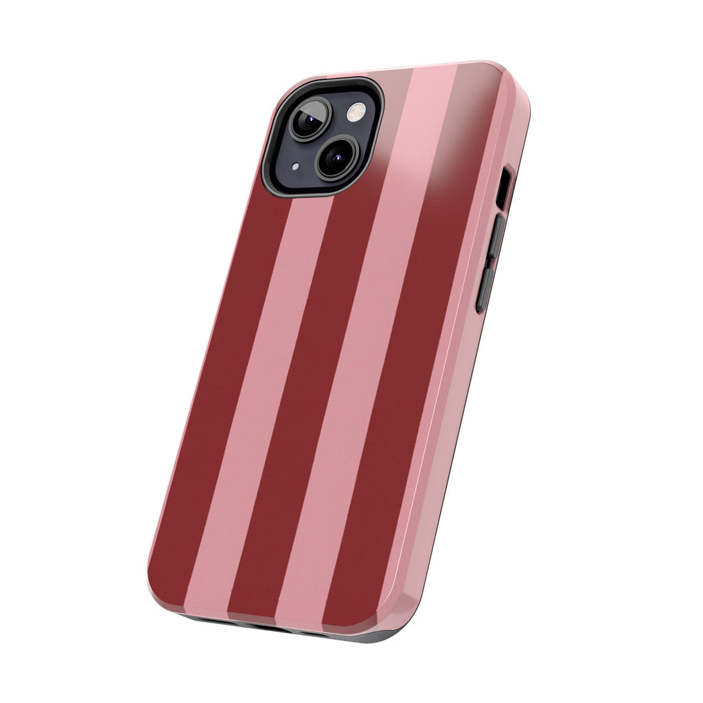 Striped Tough Phone Cases, Pink Red Cool Accessories, Protective Phone Covers, Trendy Mobile Cases, Stylish Device Protectors