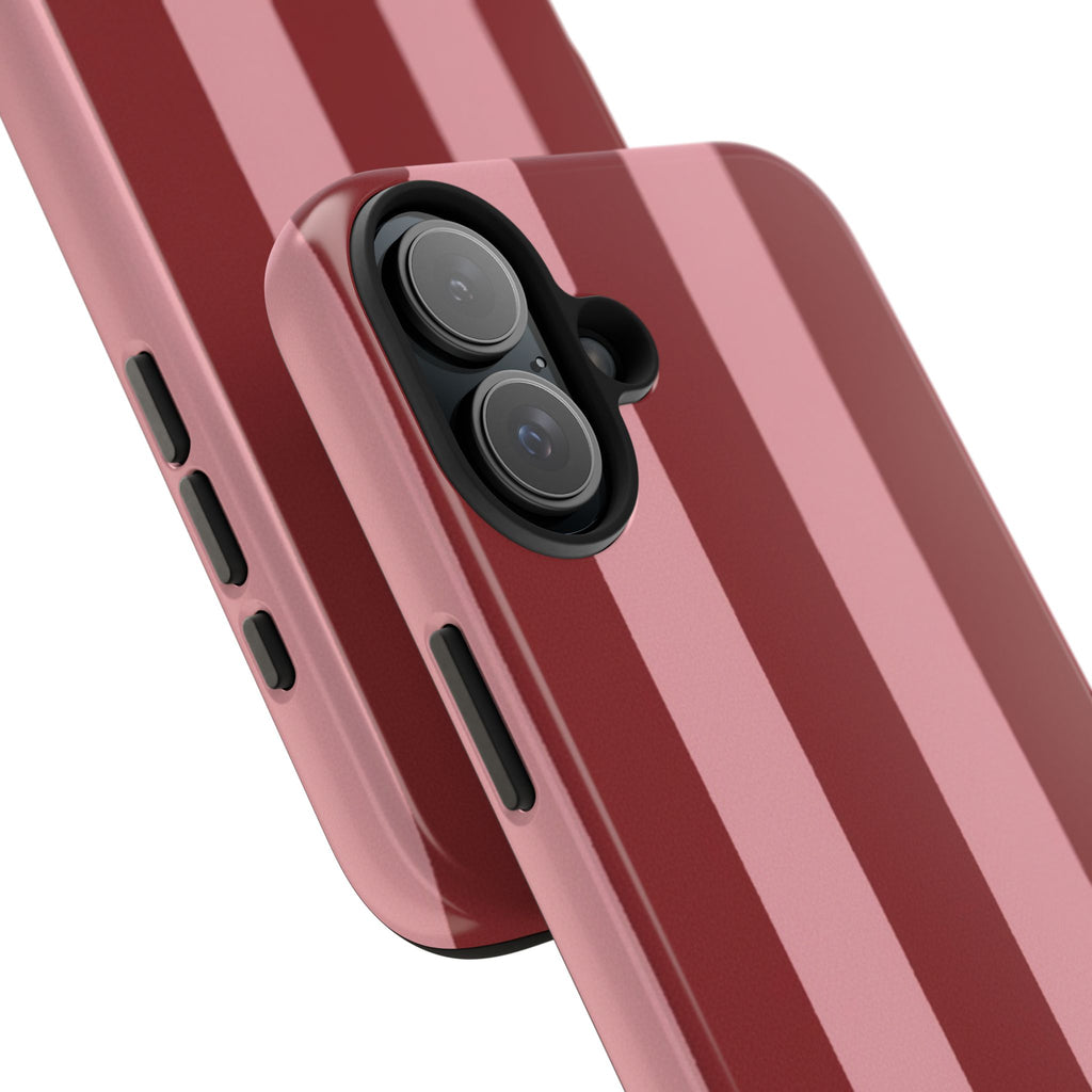Striped Tough Phone Cases, Pink Red Cool Accessories, Protective Phone Covers, Trendy Mobile Cases, Stylish Device Protectors