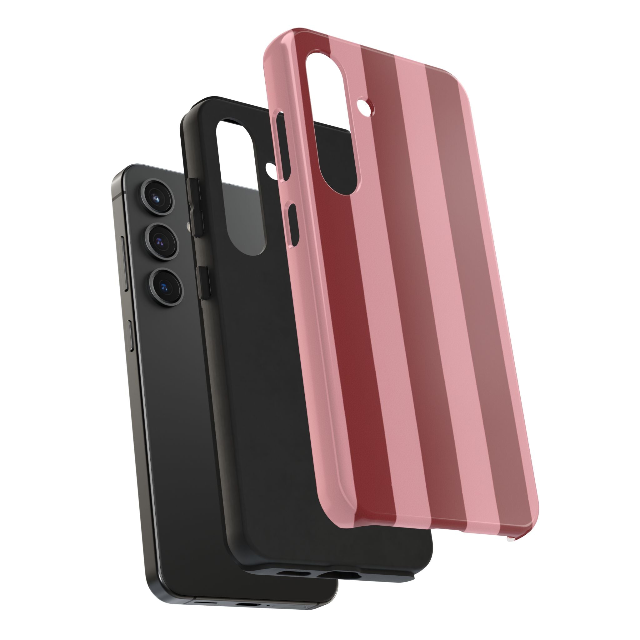 Striped Tough Phone Cases, Pink Red Cool Accessories, Protective Phone Covers, Trendy Mobile Cases, Stylish Device Protectors