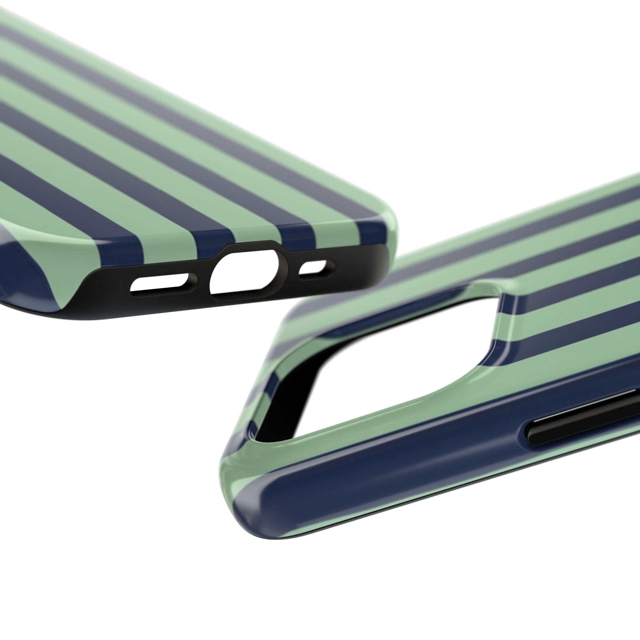 Striped Tough Phone Cases, Stylish Protective Cover, Modern Pattern Cellphone Accessories, Blue Green iPhone Samsung Galaxy Case, Cool Phone