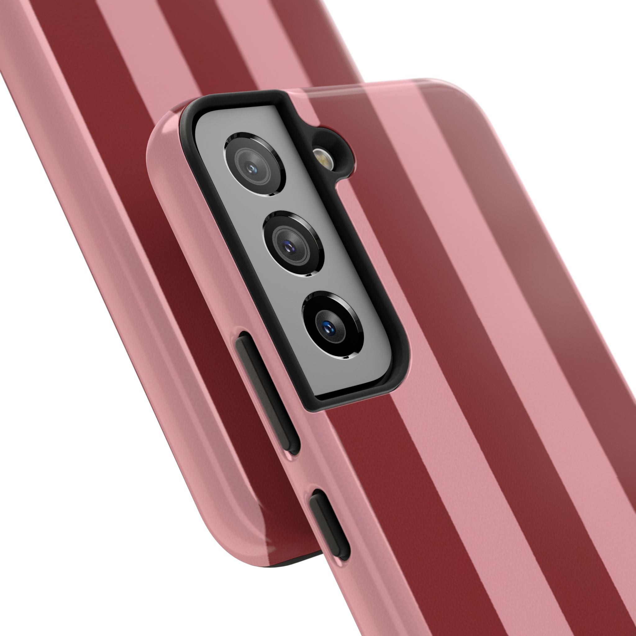 Striped Tough Phone Cases, Pink Red Cool Accessories, Protective Phone Covers, Trendy Mobile Cases, Stylish Device Protectors