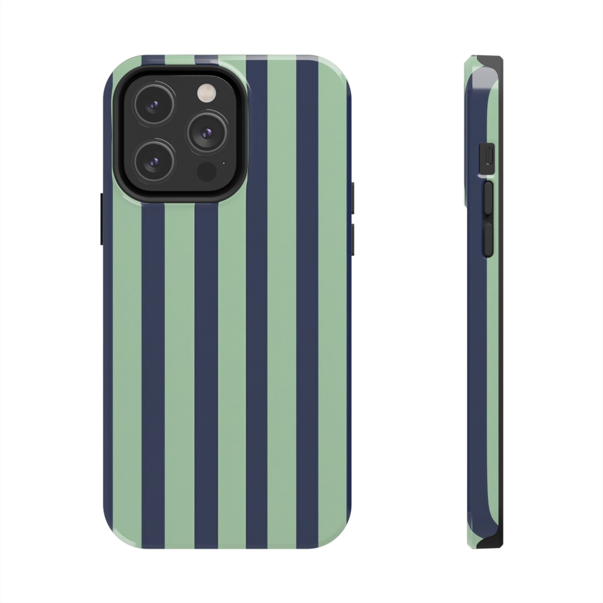 Striped Tough Phone Cases, Stylish Protective Cover, Modern Pattern Cellphone Accessories, Blue Green iPhone Samsung Galaxy Case, Cool Phone