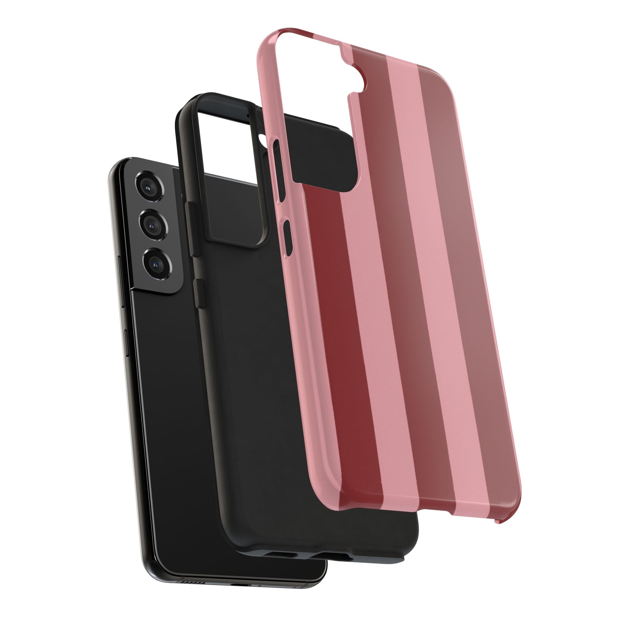 Striped Tough Phone Cases, Pink Red Cool Accessories, Protective Phone Covers, Trendy Mobile Cases, Stylish Device Protectors
