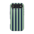 Striped Tough Phone Cases, Stylish Protective Cover, Modern Pattern Cellphone Accessories, Blue Green iPhone Samsung Galaxy Case, Cool Phone