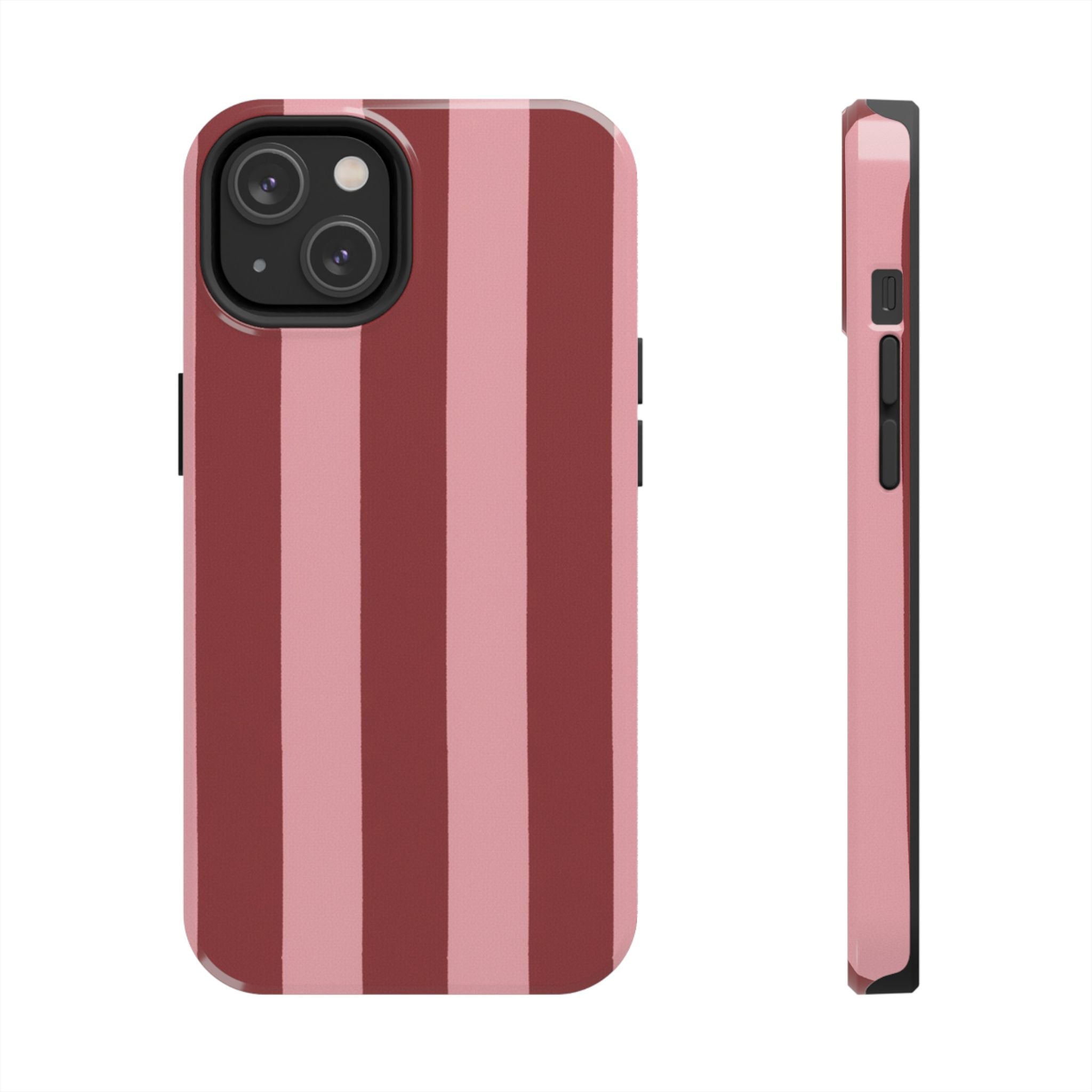 Striped Tough Phone Cases, Pink Red Cool Accessories, Protective Phone Covers, Trendy Mobile Cases, Stylish Device Protectors