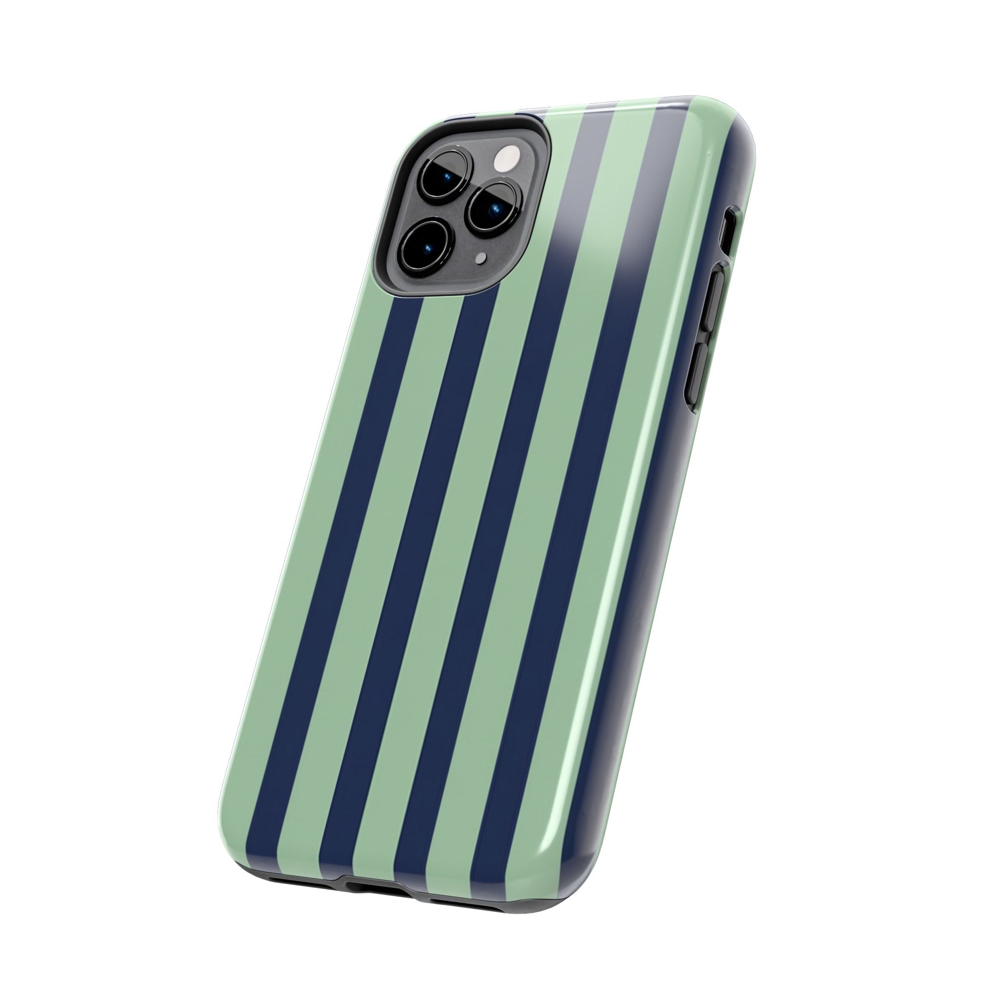 Striped Tough Phone Cases, Stylish Protective Cover, Modern Pattern Cellphone Accessories, Blue Green iPhone Samsung Galaxy Case, Cool Phone