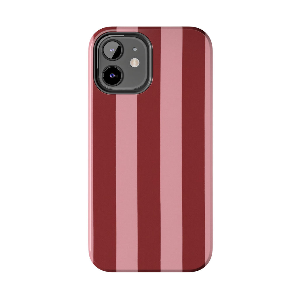 Striped Tough Phone Cases, Pink Red Cool Accessories, Protective Phone Covers, Trendy Mobile Cases, Stylish Device Protectors