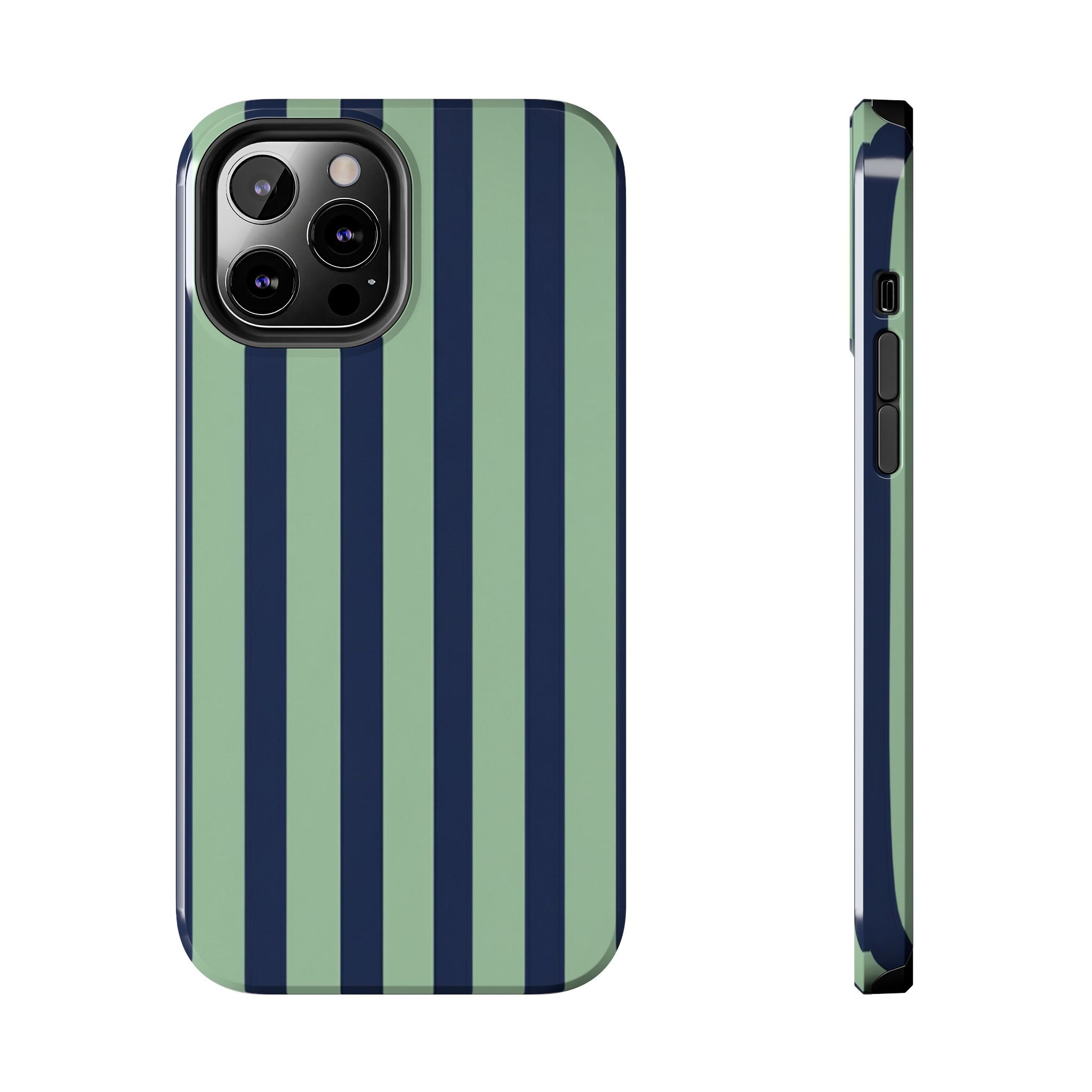 Striped Tough Phone Cases, Stylish Protective Cover, Modern Pattern Cellphone Accessories, Blue Green iPhone Samsung Galaxy Case, Cool Phone