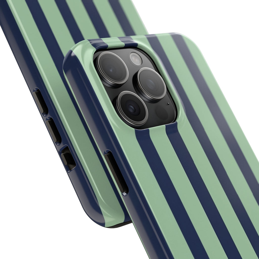 Striped Tough Phone Cases, Stylish Protective Cover, Modern Pattern Cellphone Accessories, Blue Green iPhone Samsung Galaxy Case, Cool Phone