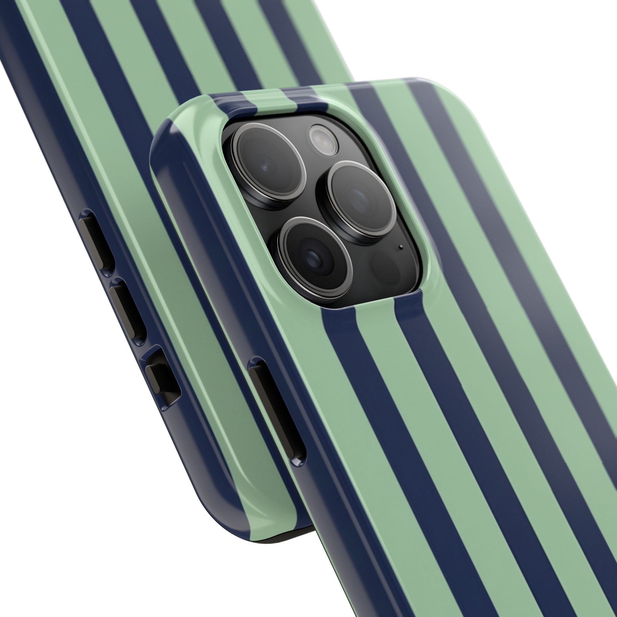 Striped Tough Phone Cases, Stylish Protective Cover, Modern Pattern Cellphone Accessories, Blue Green iPhone Samsung Galaxy Case, Cool Phone