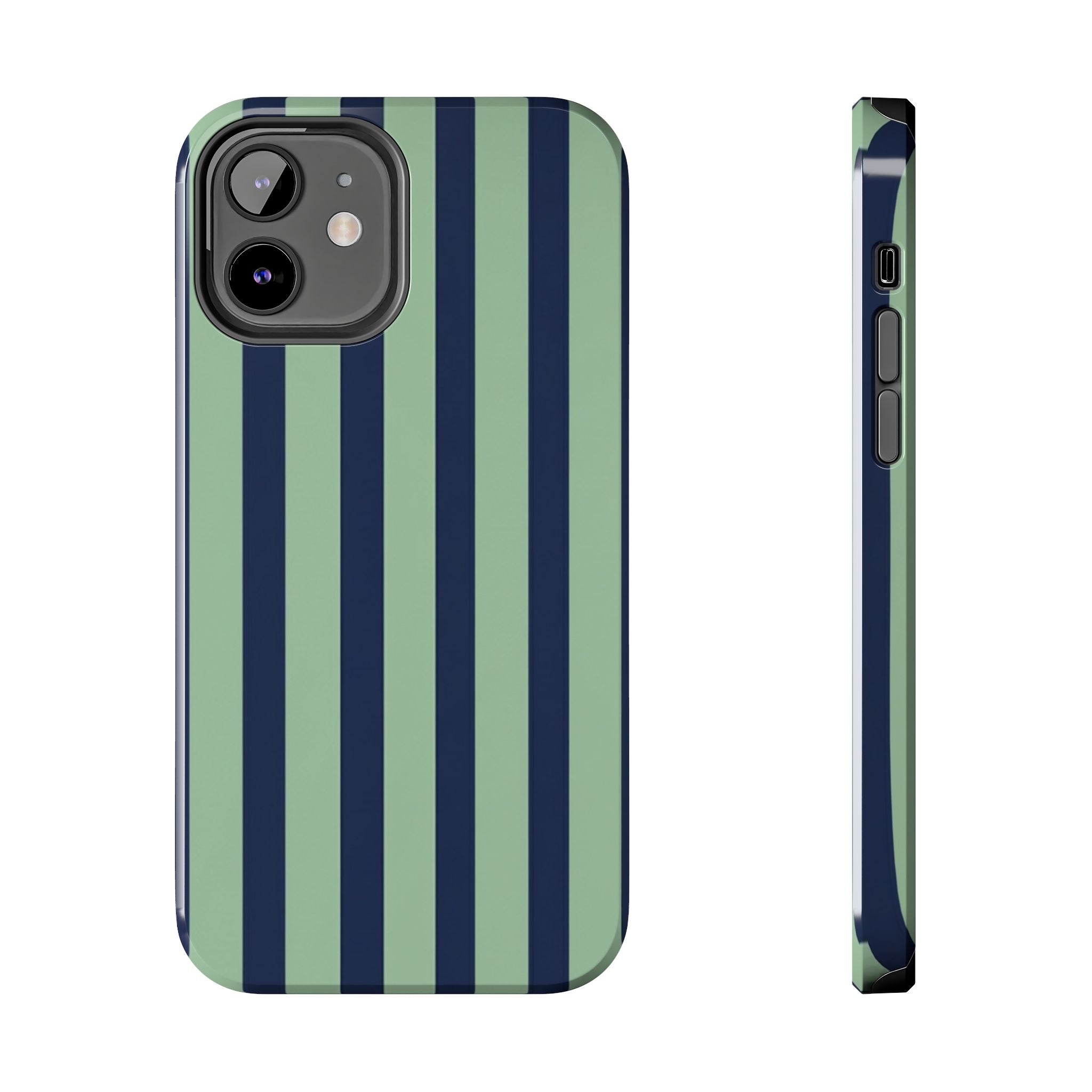 Striped Tough Phone Cases, Stylish Protective Cover, Modern Pattern Cellphone Accessories, Blue Green iPhone Samsung Galaxy Case, Cool Phone