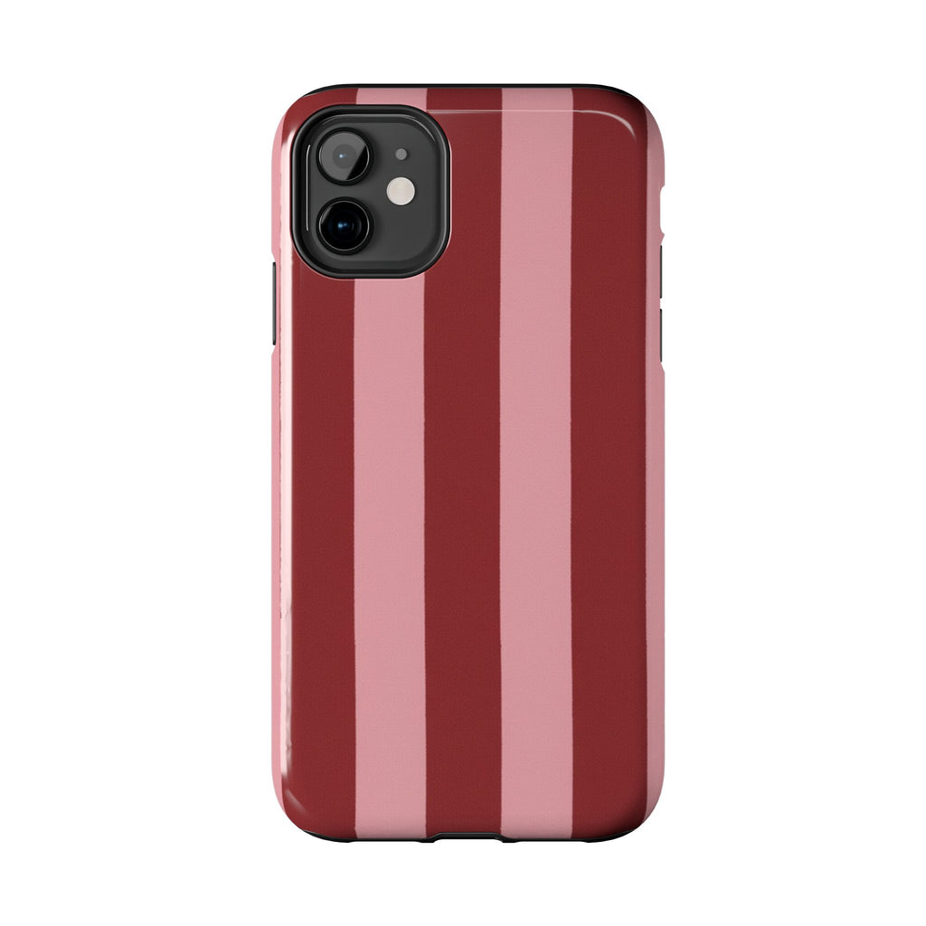 Striped Tough Phone Cases, Pink Red Cool Accessories, Protective Phone Covers, Trendy Mobile Cases, Stylish Device Protectors