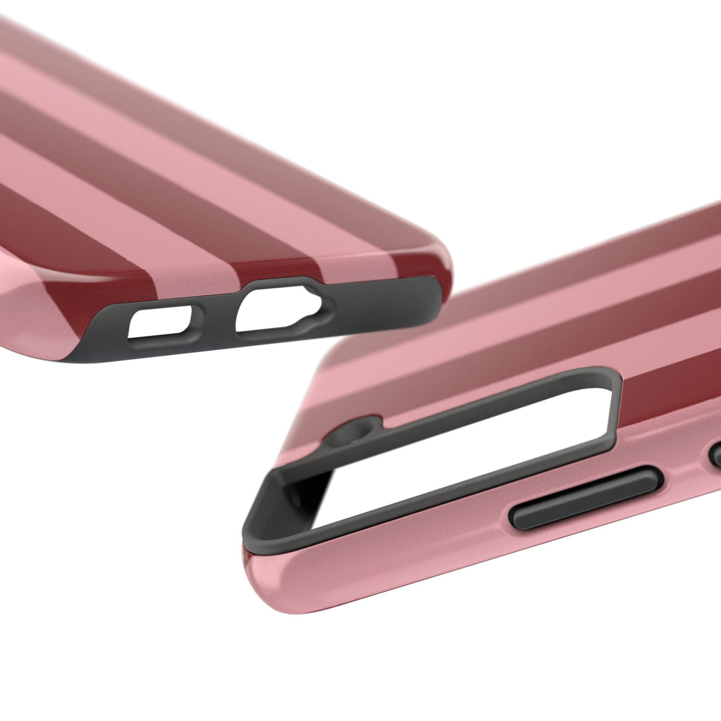 Striped Tough Phone Cases, Pink Red Cool Accessories, Protective Phone Covers, Trendy Mobile Cases, Stylish Device Protectors