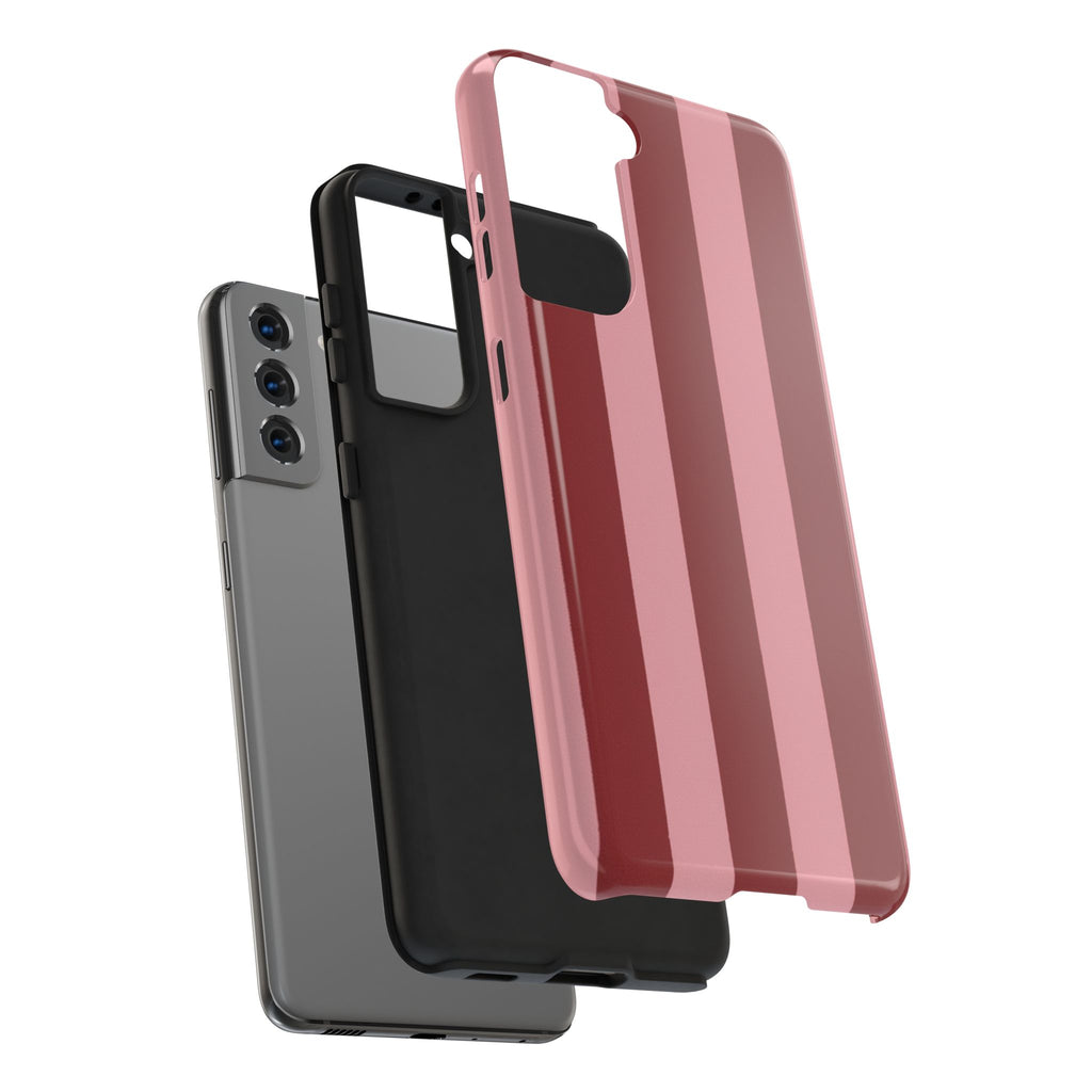 Striped Tough Phone Cases, Pink Red Cool Accessories, Protective Phone Covers, Trendy Mobile Cases, Stylish Device Protectors