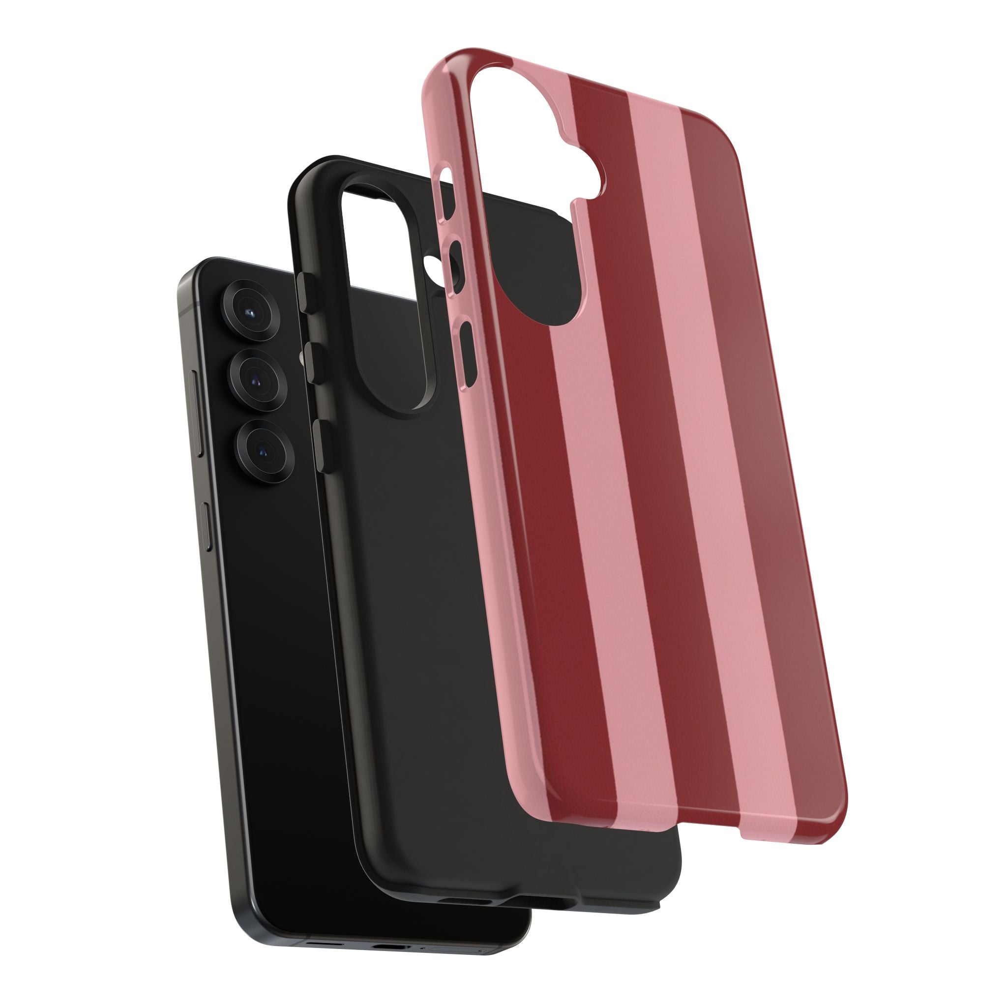 Striped Tough Phone Cases, Pink Red Cool Accessories, Protective Phone Covers, Trendy Mobile Cases, Stylish Device Protectors