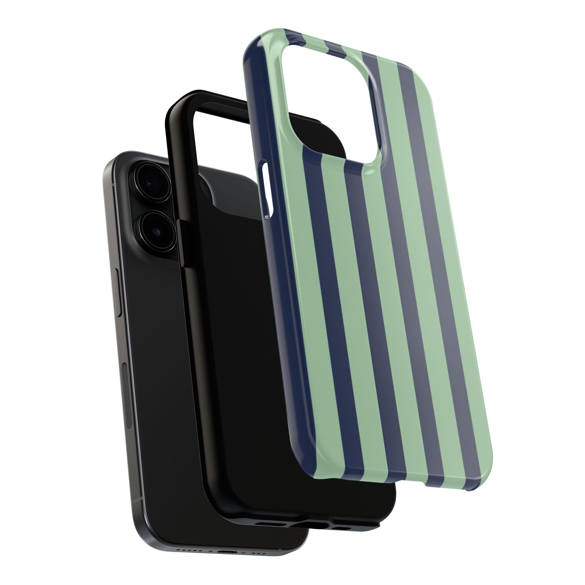 Striped Tough Phone Cases, Stylish Protective Cover, Modern Pattern Cellphone Accessories, Blue Green iPhone Samsung Galaxy Case, Cool Phone