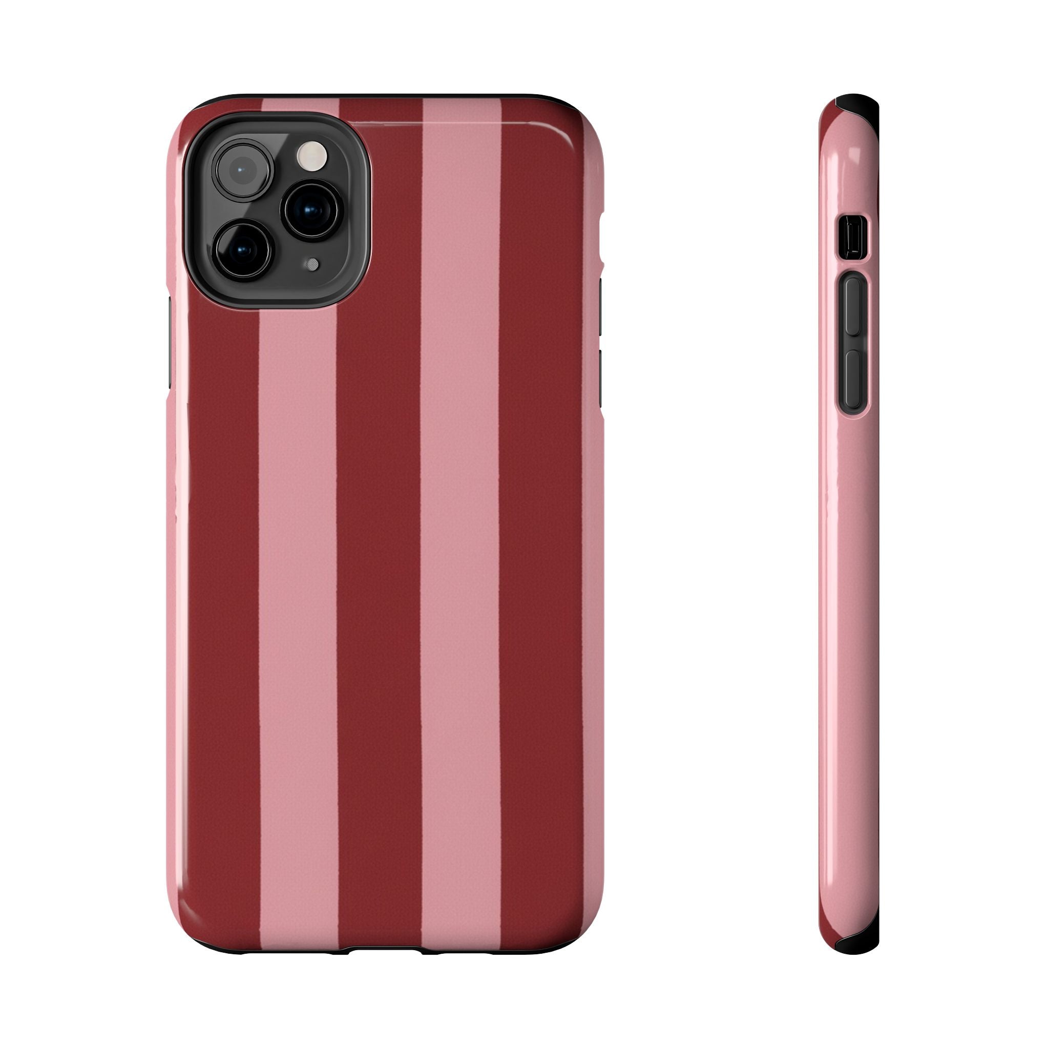 Striped Tough Phone Cases, Pink Red Cool Accessories, Protective Phone Covers, Trendy Mobile Cases, Stylish Device Protectors