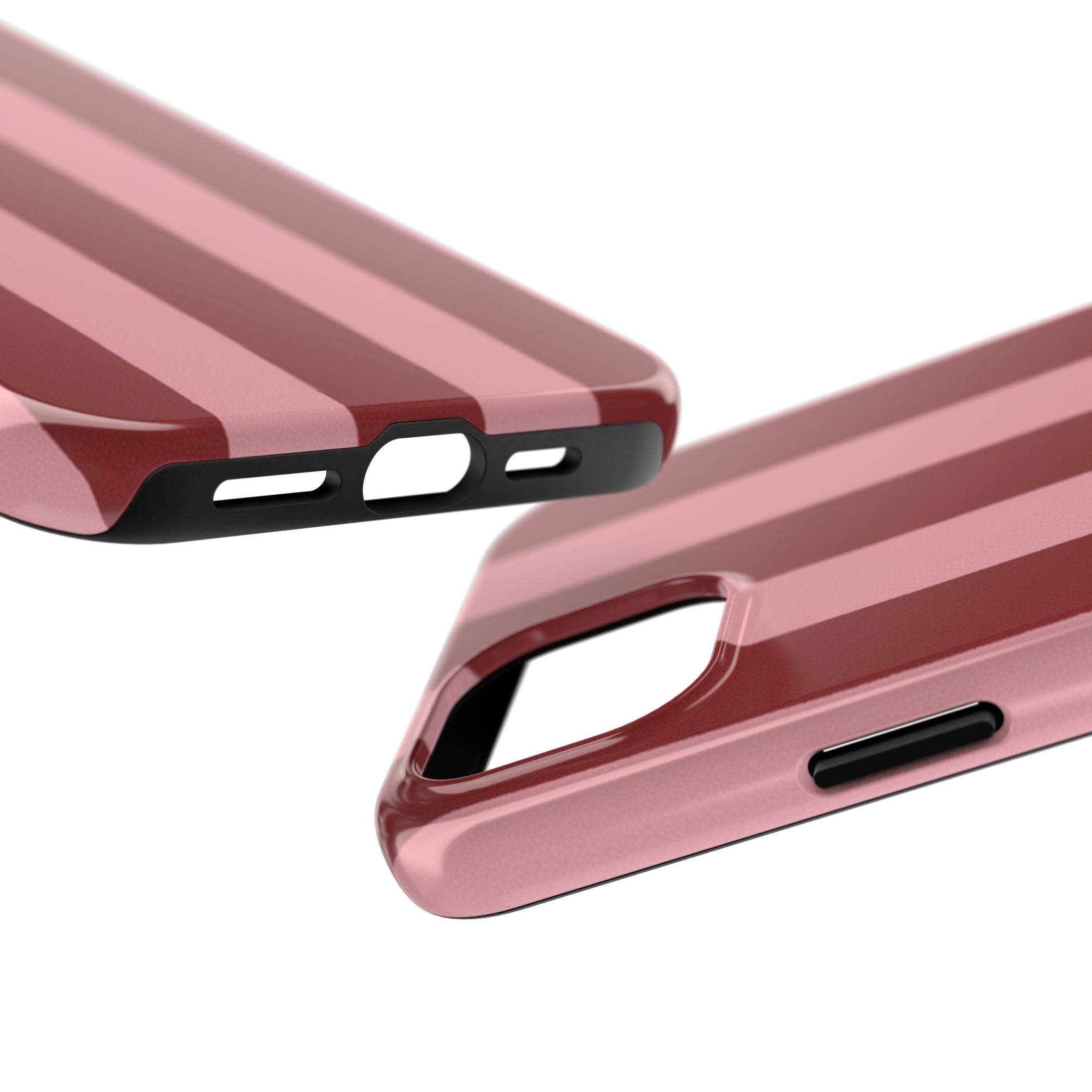 Striped Tough Phone Cases, Pink Red Cool Accessories, Protective Phone Covers, Trendy Mobile Cases, Stylish Device Protectors