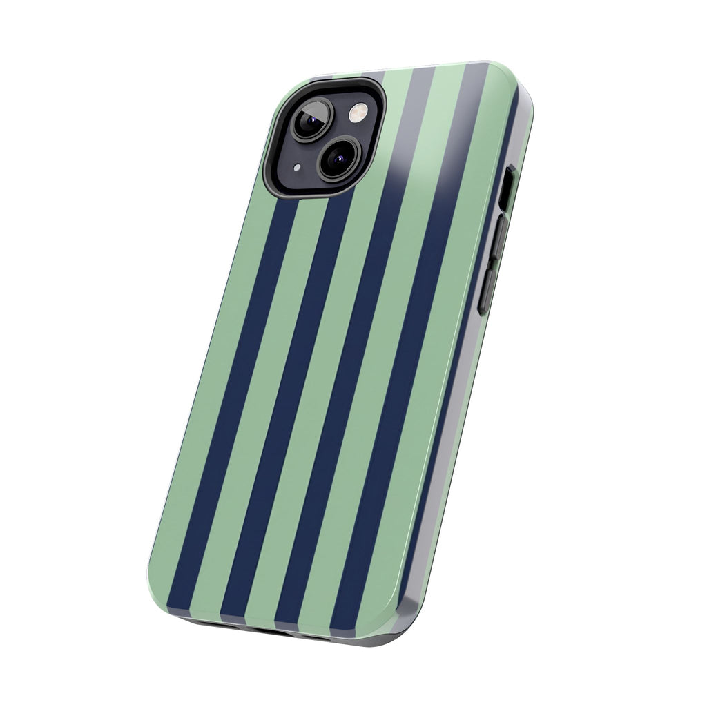 Striped Tough Phone Cases, Stylish Protective Cover, Modern Pattern Cellphone Accessories, Blue Green iPhone Samsung Galaxy Case, Cool Phone