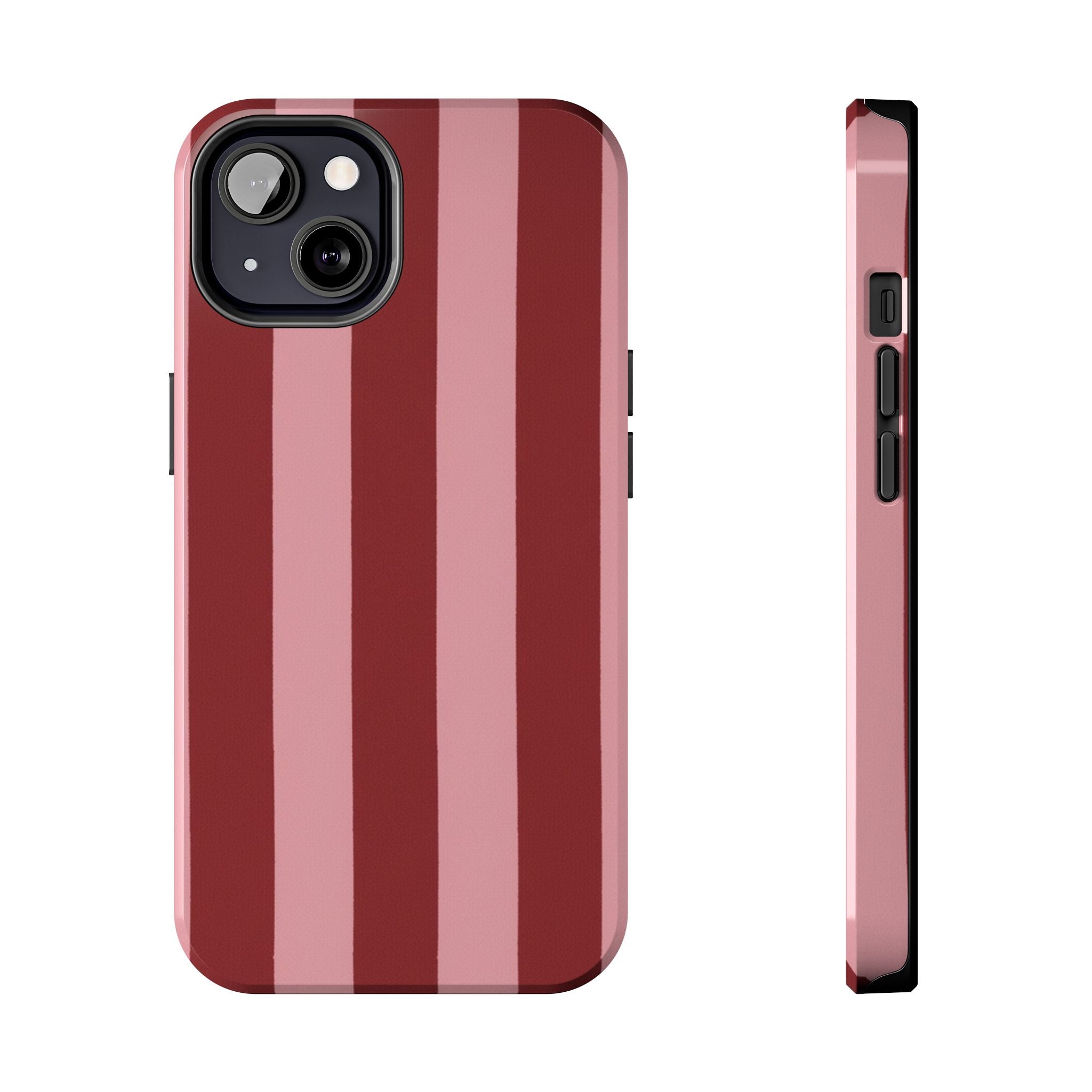 Striped Tough Phone Cases, Pink Red Cool Accessories, Protective Phone Covers, Trendy Mobile Cases, Stylish Device Protectors