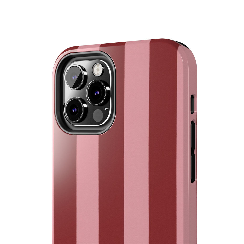 Striped Tough Phone Cases, Pink Red Cool Accessories, Protective Phone Covers, Trendy Mobile Cases, Stylish Device Protectors