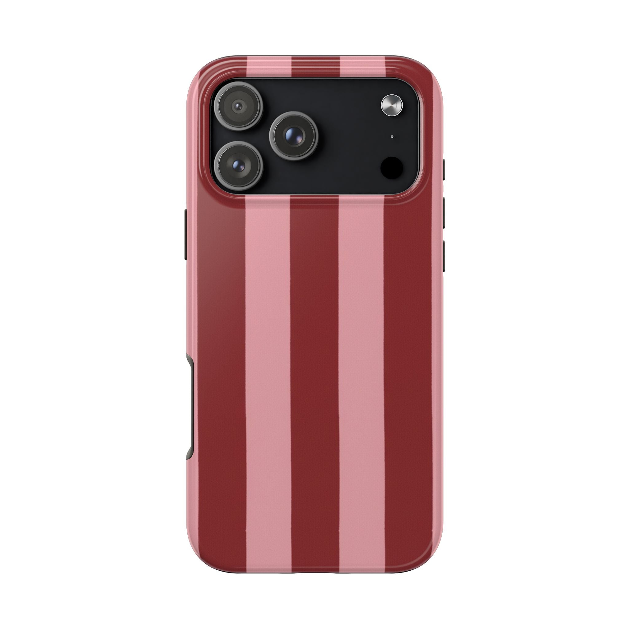 Striped Tough Phone Cases, Pink Red Cool Accessories, Protective Phone Covers, Trendy Mobile Cases, Stylish Device Protectors
